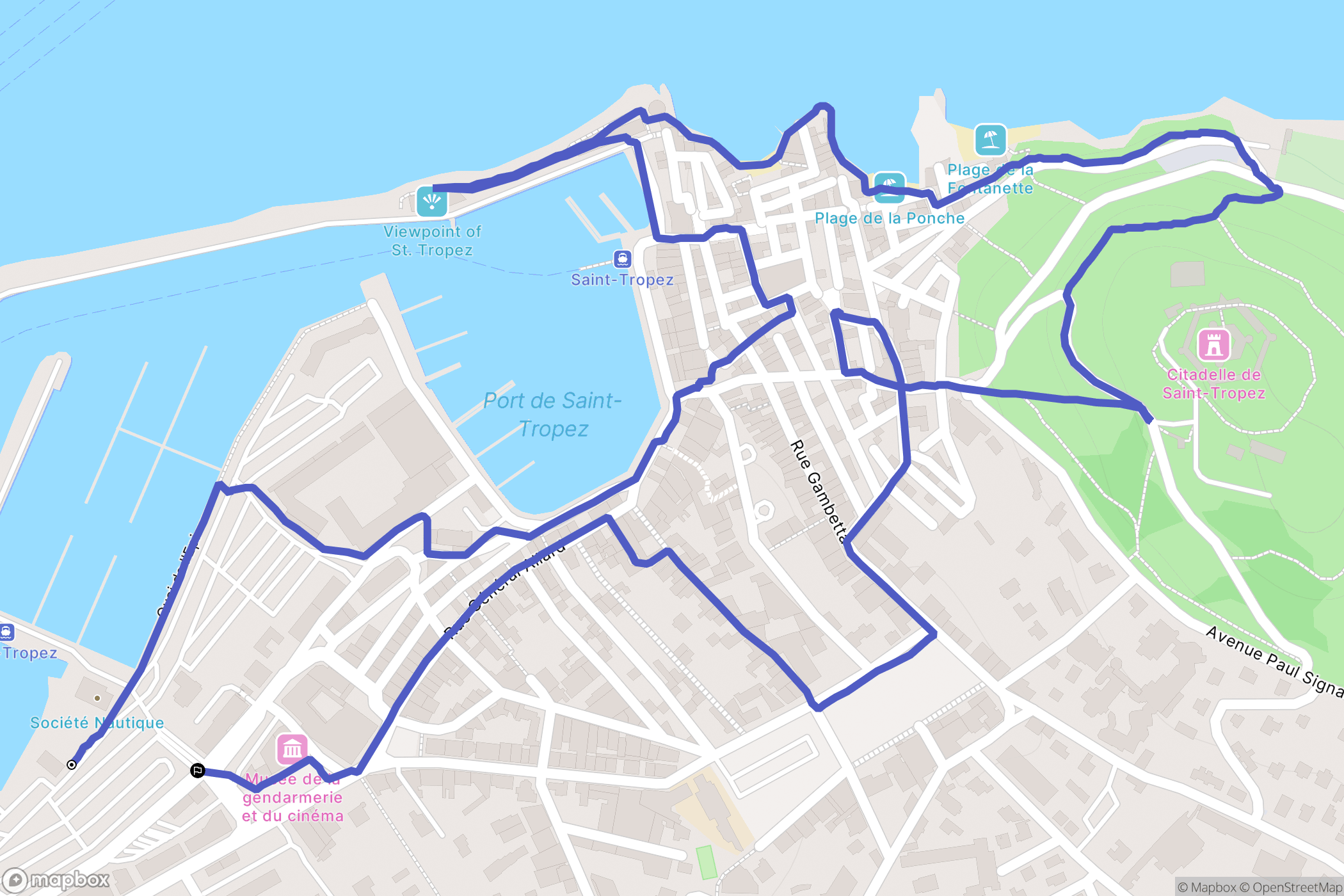 Saint-Tropez : carte du parcours de randonnée - France