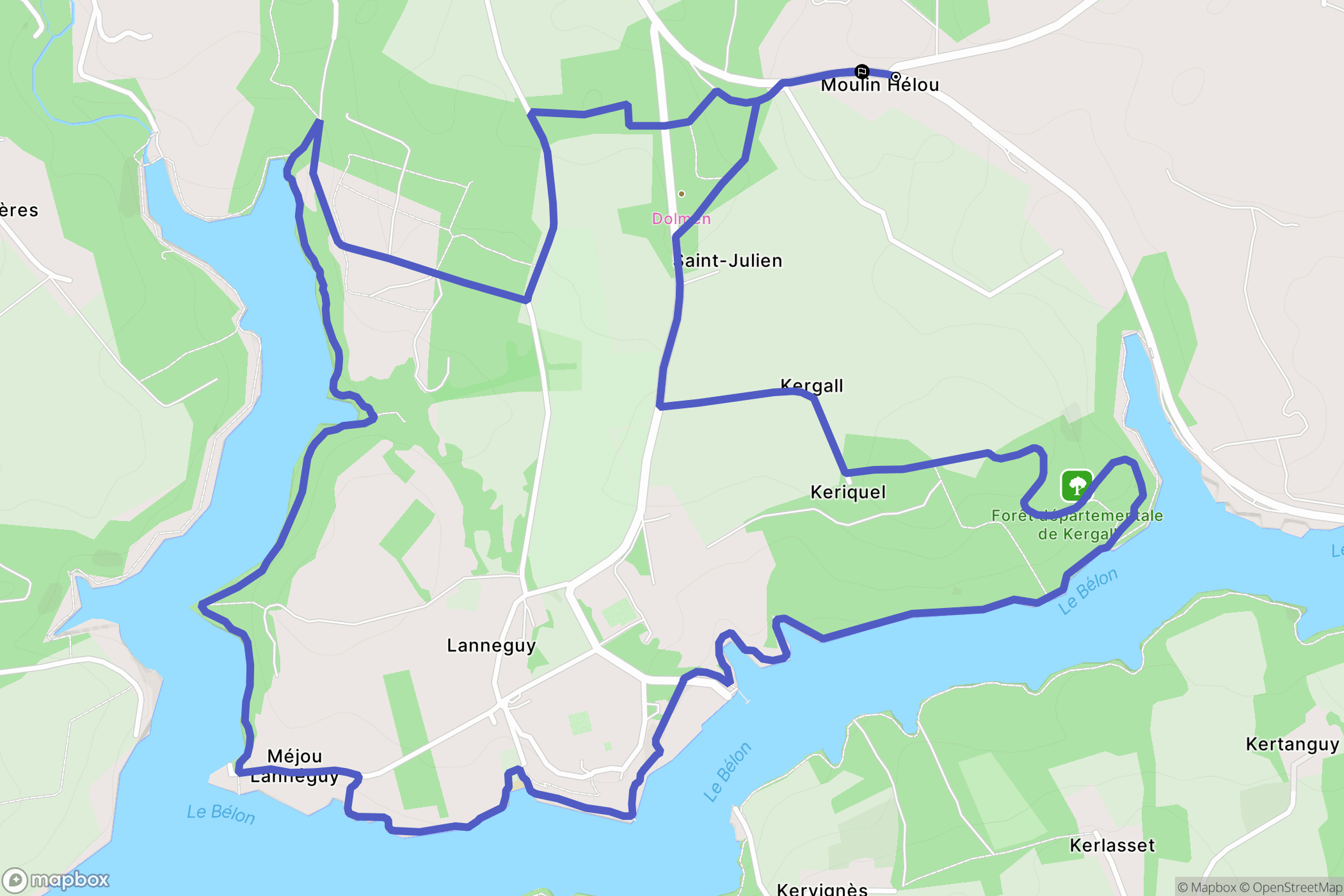 Riec-sur-Bélon : carte du parcours de randonnée - France