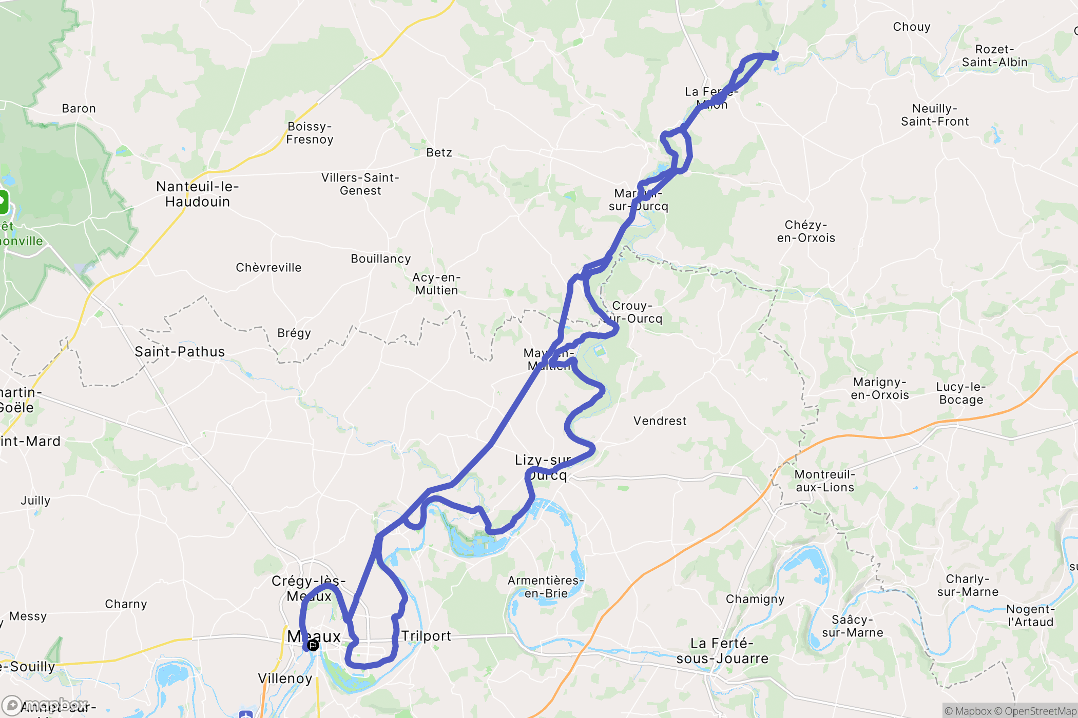 Meaux : carte du parcours de randonnée - France