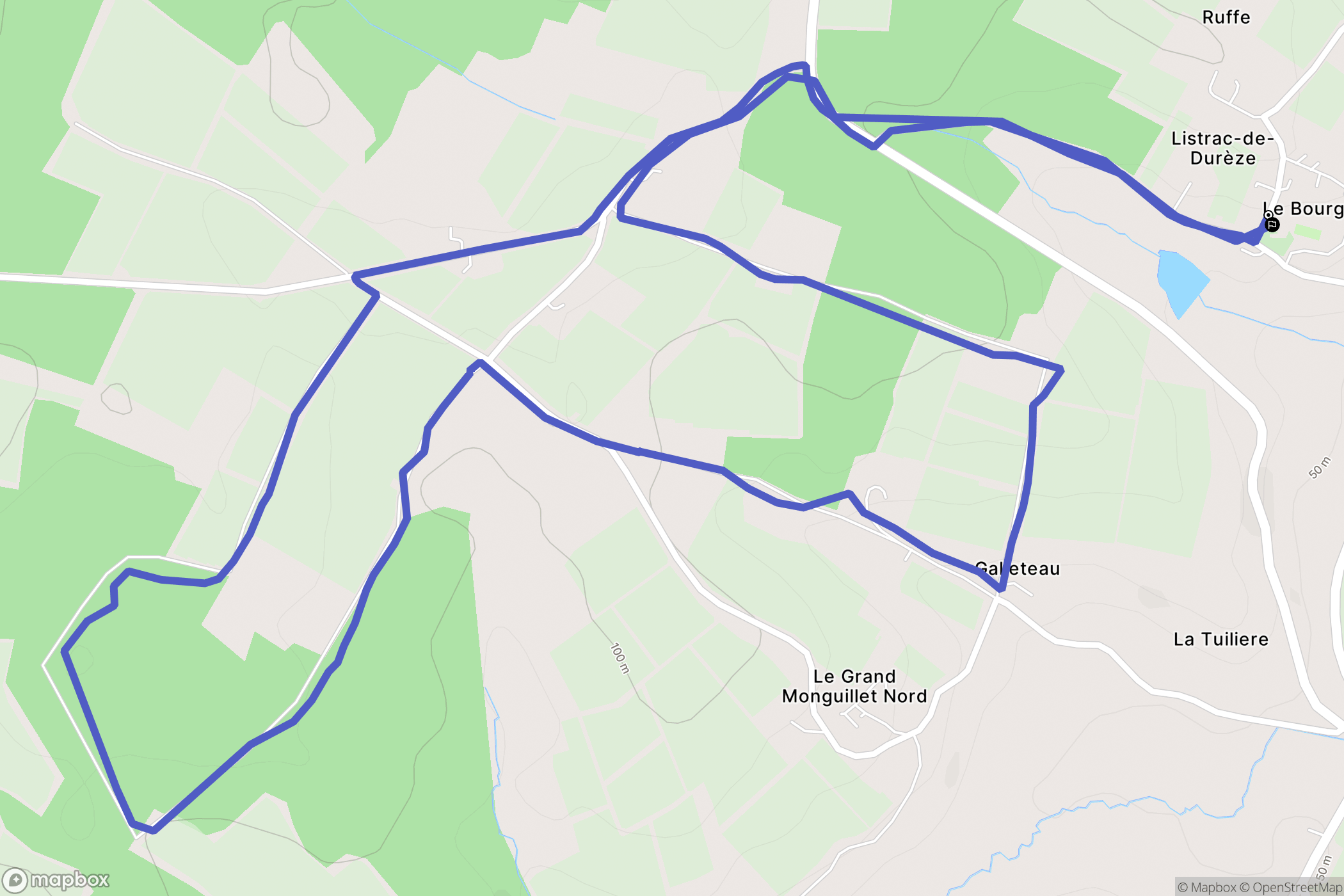 Listrac-de-Durèze : carte du parcours de randonnée - France