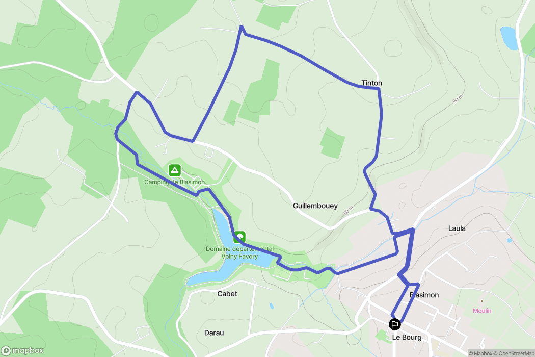 Blasimon : carte du parcours de randonnée - France