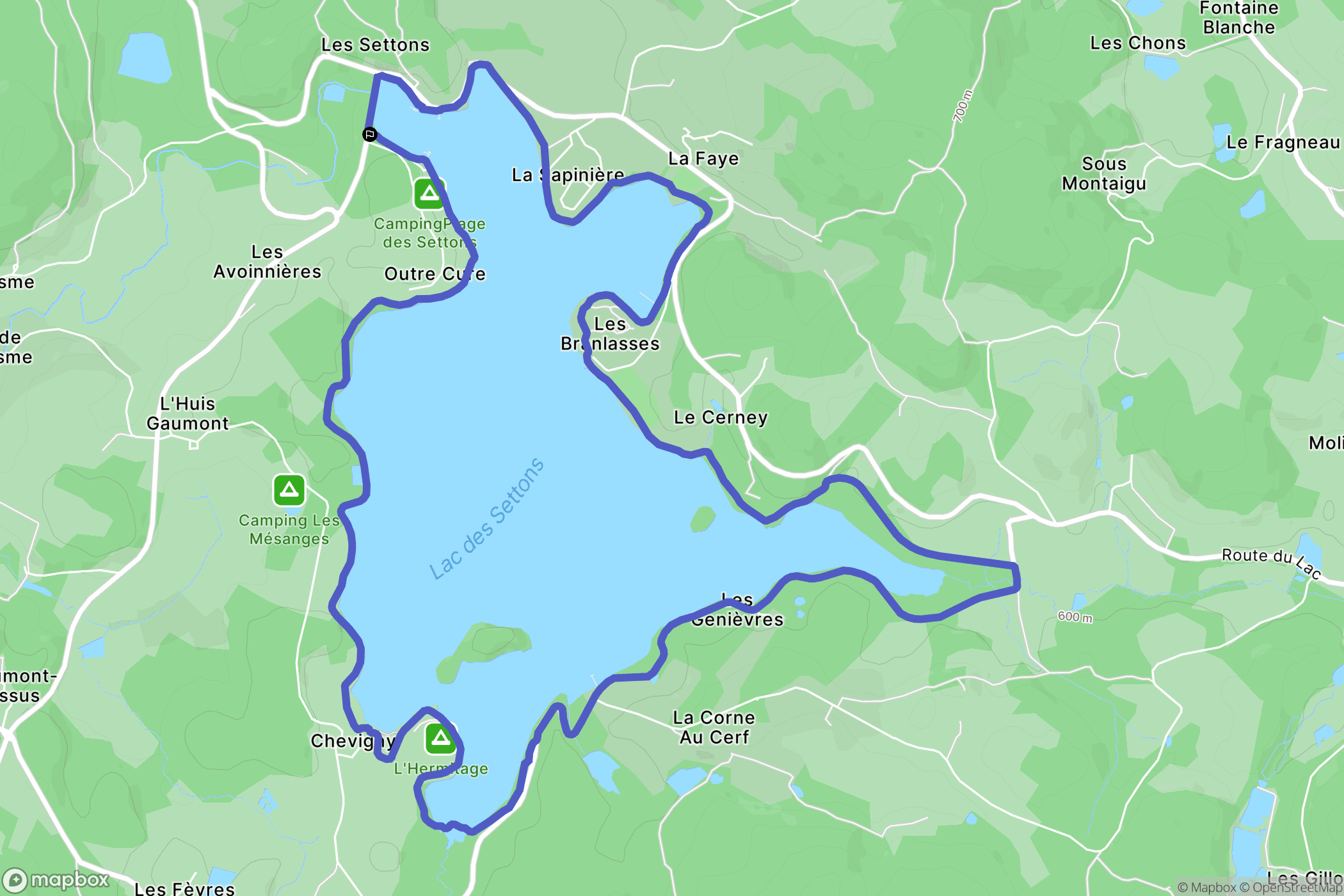 Montsauche-les-Settons : carte du parcours de randonnée - France