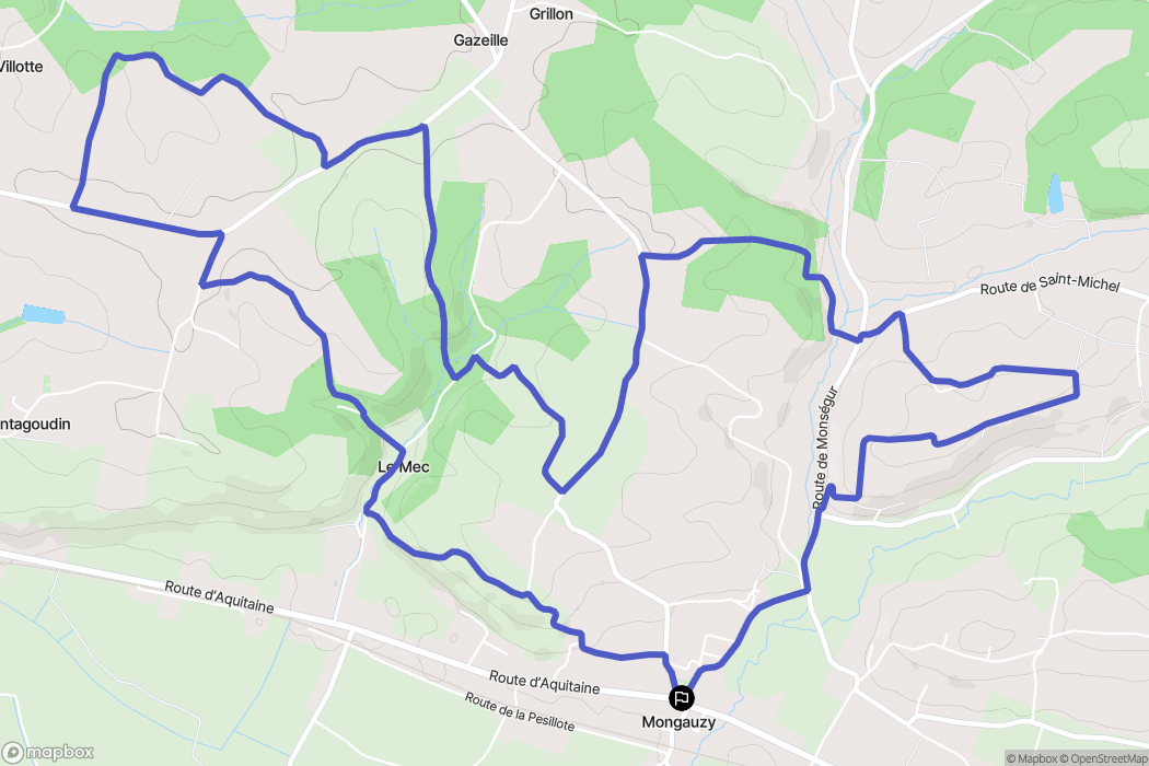 Mongauzy : carte du parcours de randonnée - France