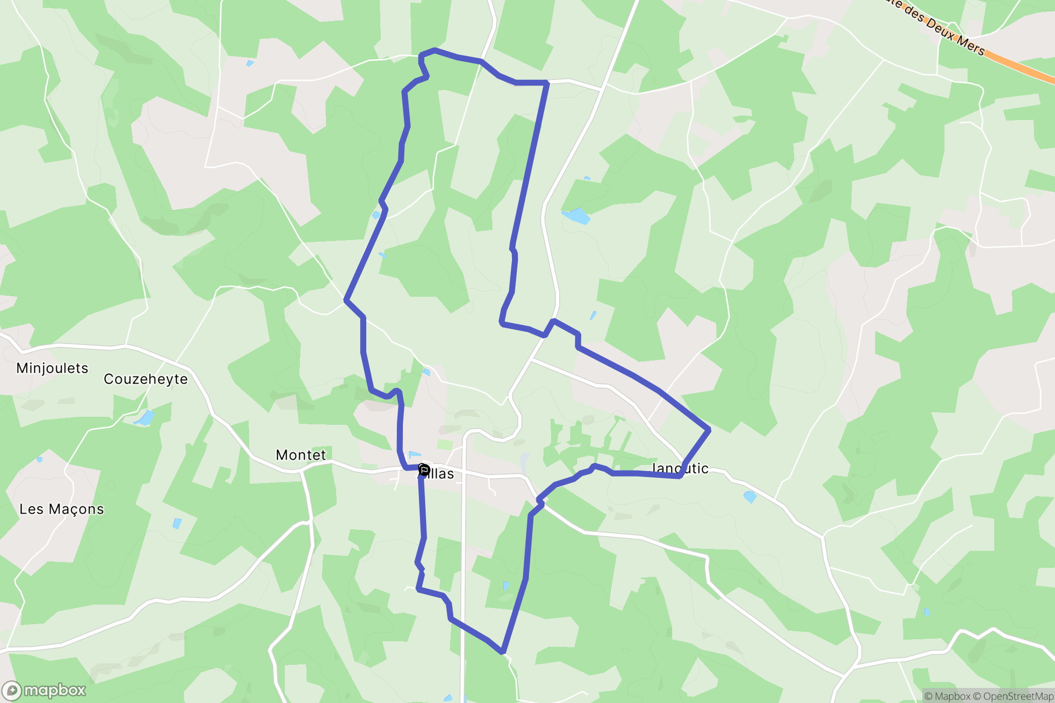 Aillas : carte du parcours de randonnée - France