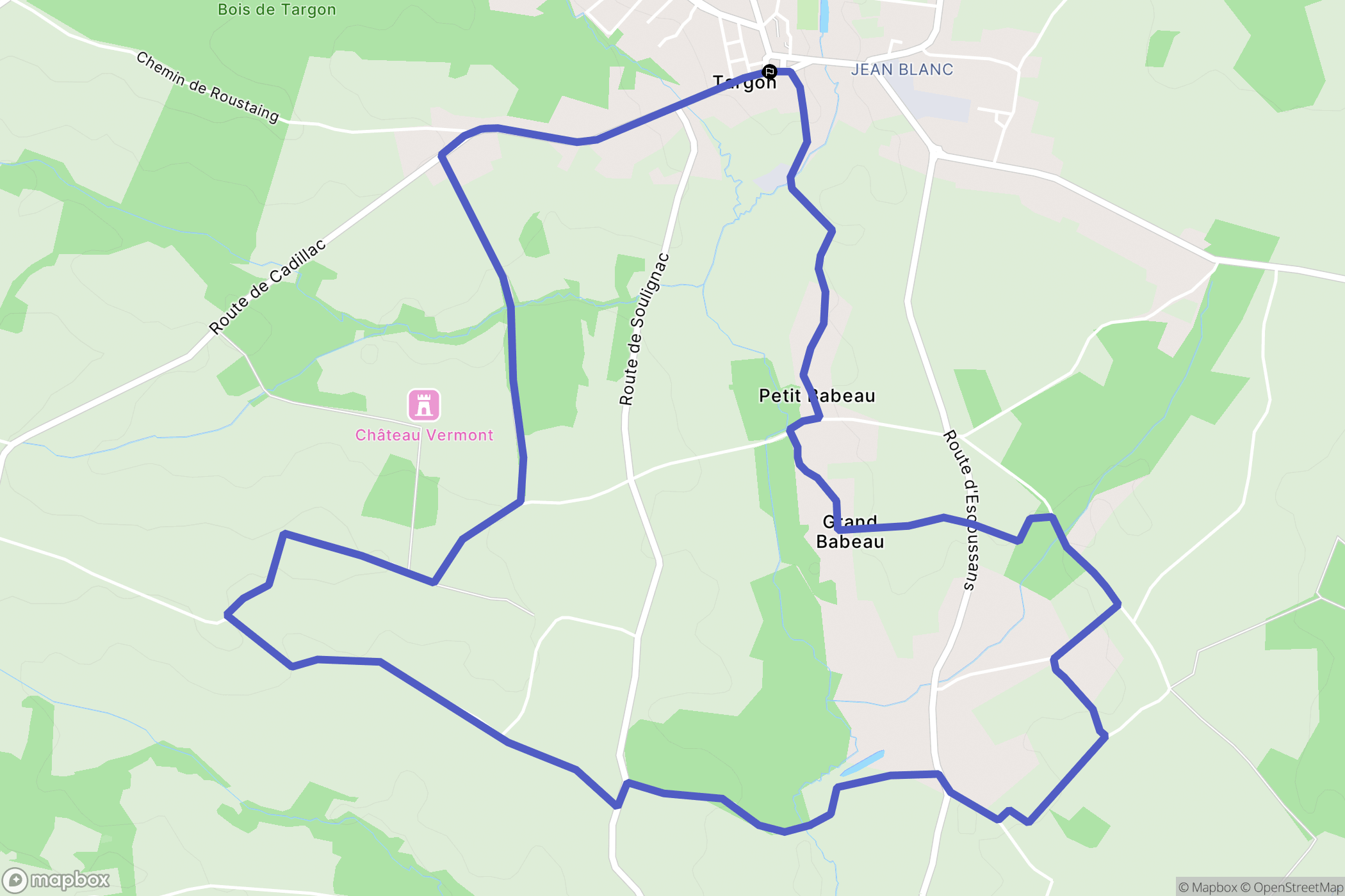 Targon : carte du parcours de randonnée - France