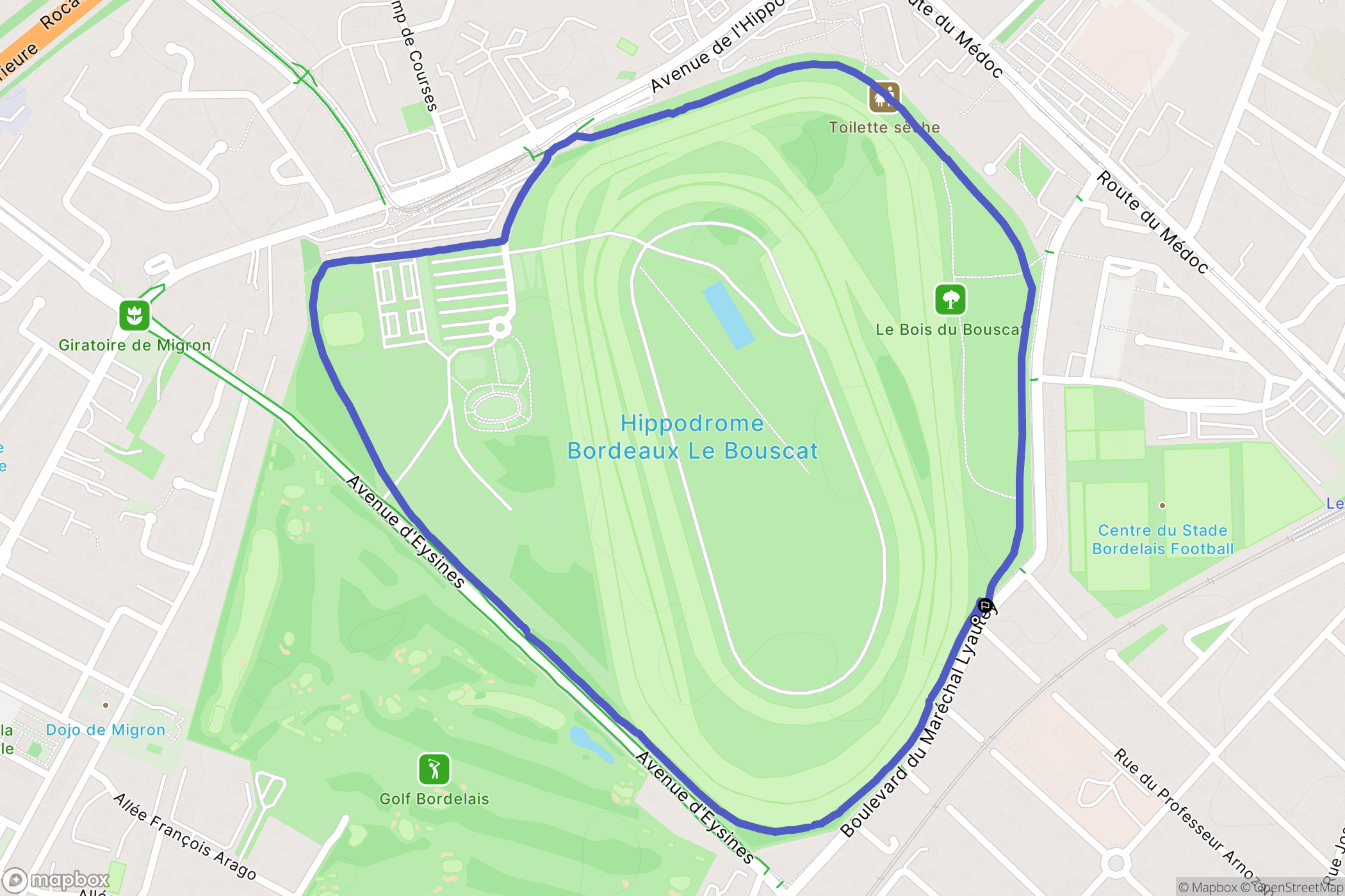 Le Bouscat : carte du parcours de randonnée - France