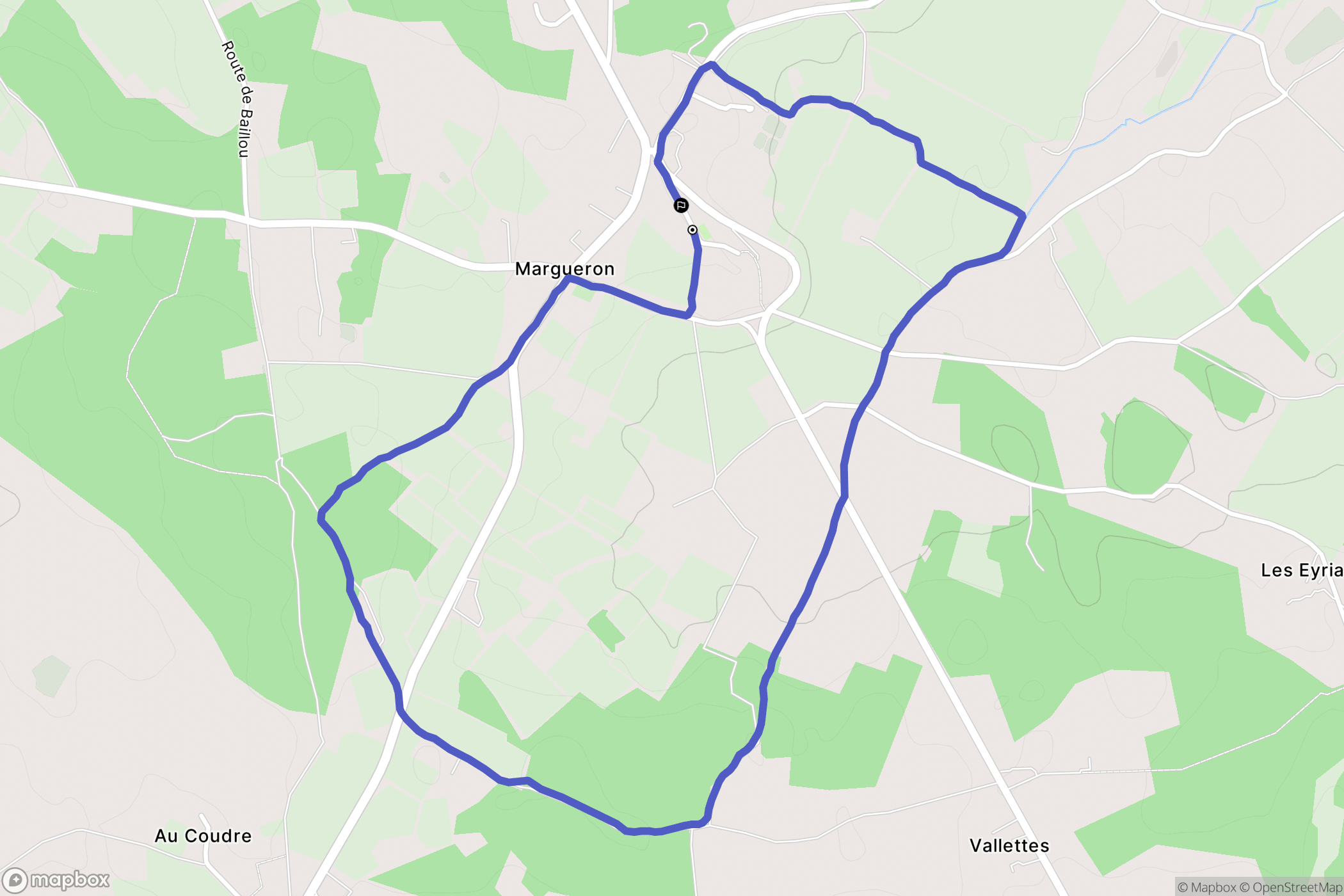 Margueron : carte du parcours de randonnée - France
