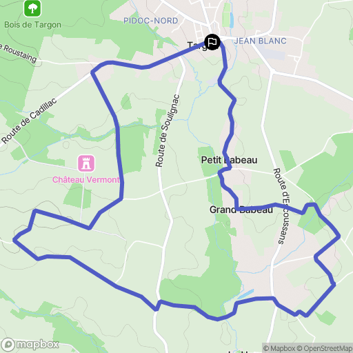 TARGON : carte du parcours de randonnée - France