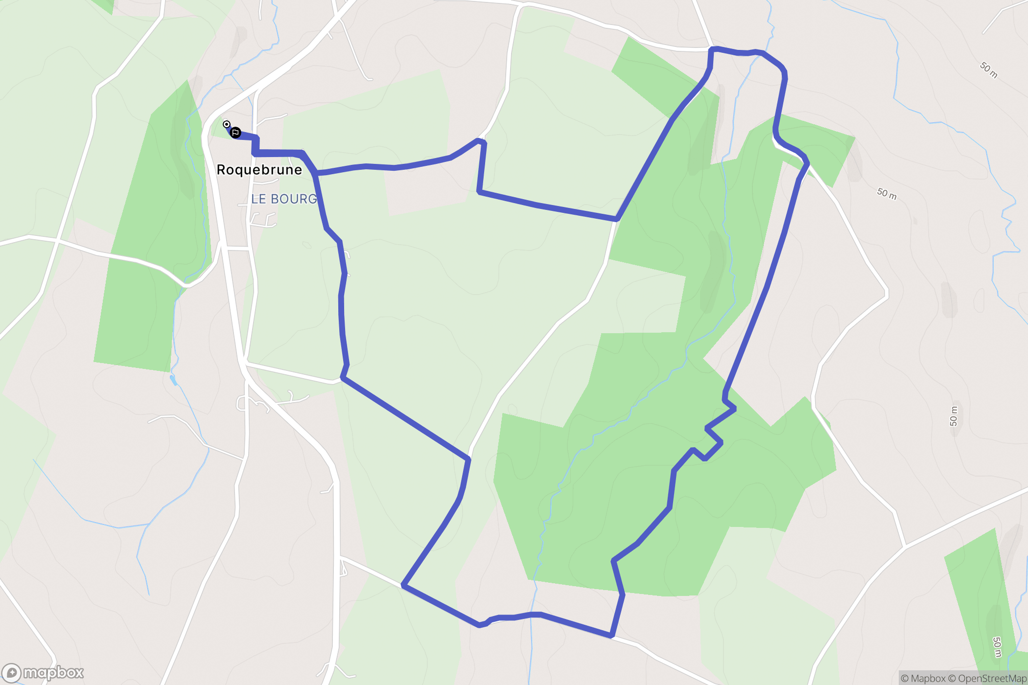 Roquebrune : carte du parcours de randonnée - France