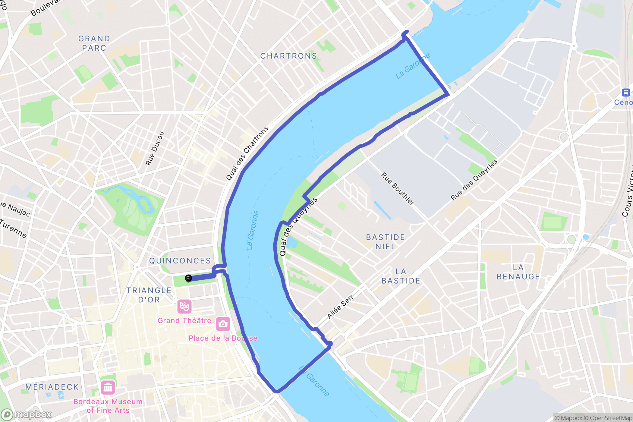Bordeaux : carte du parcours de randonnée - France