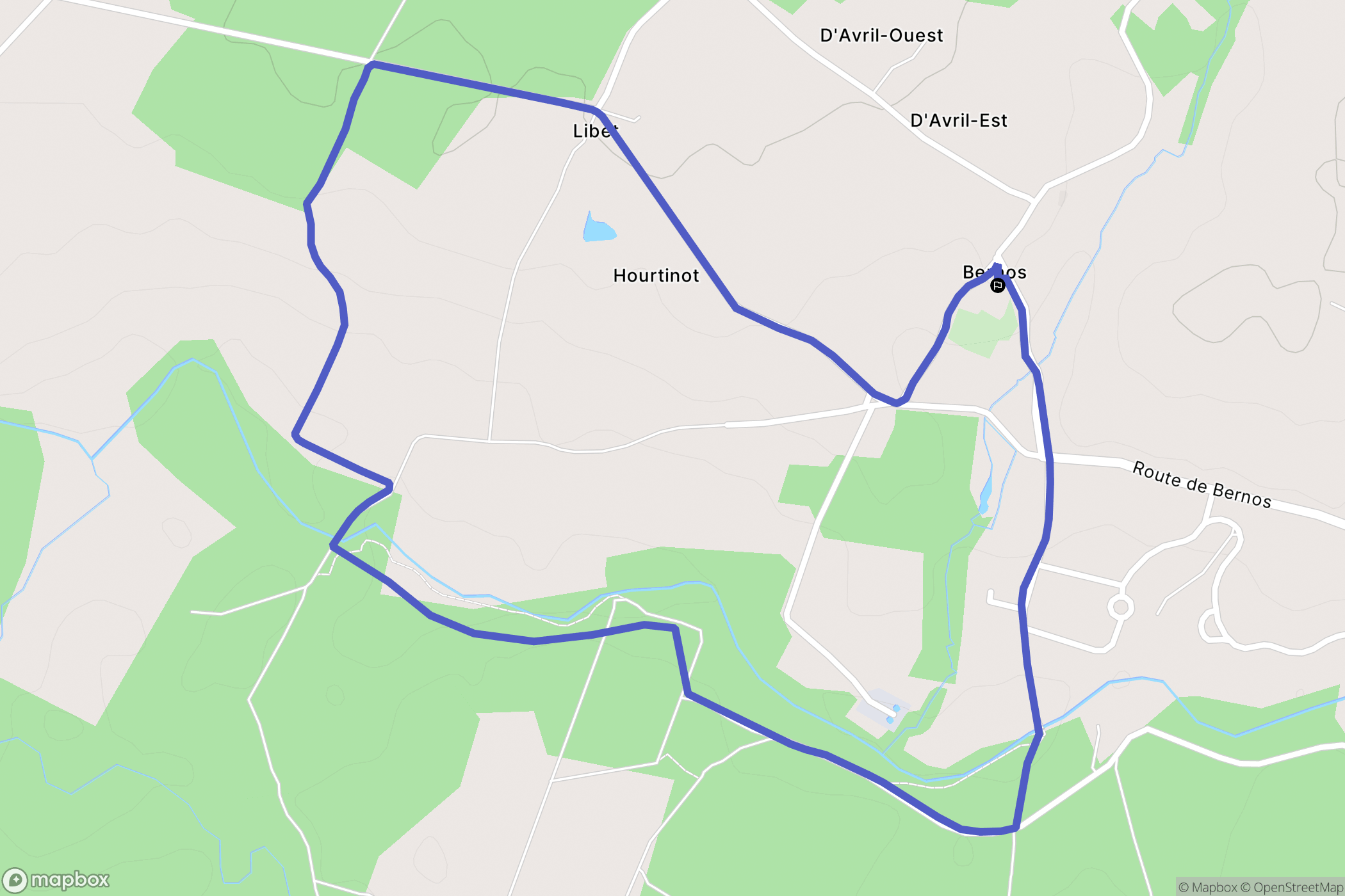 BERNOS-BEAULAC : carte du parcours de randonnée - France