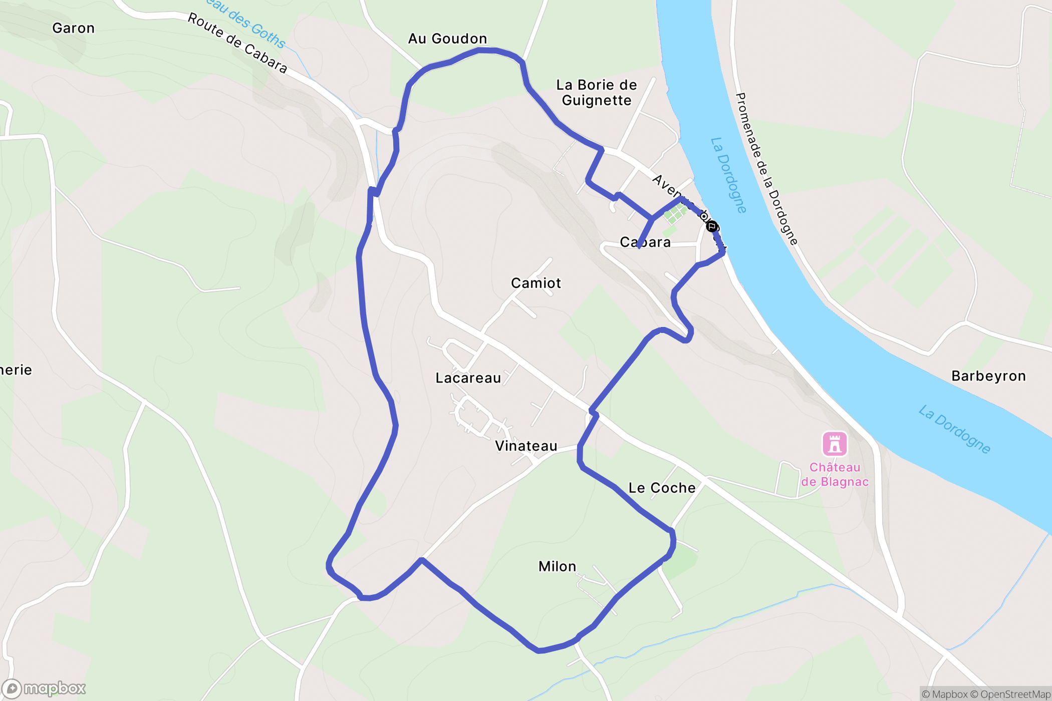 Cabara : carte du parcours de randonnée - France