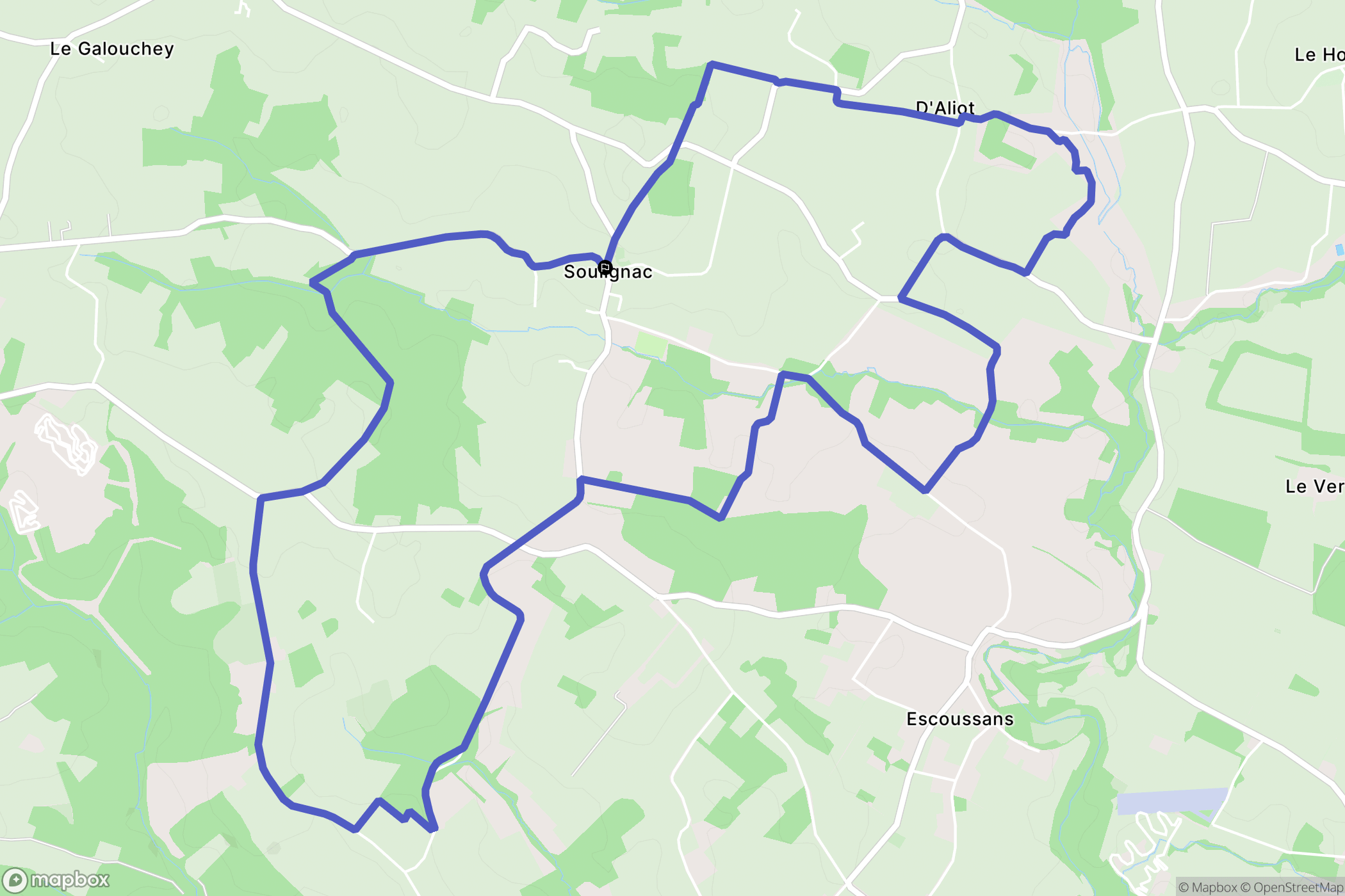Soulignac : carte du parcours de randonnée - France
