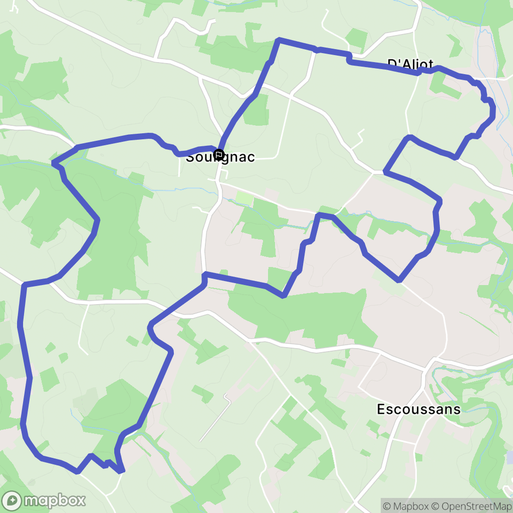 Soulignac : carte du parcours de randonnée - France