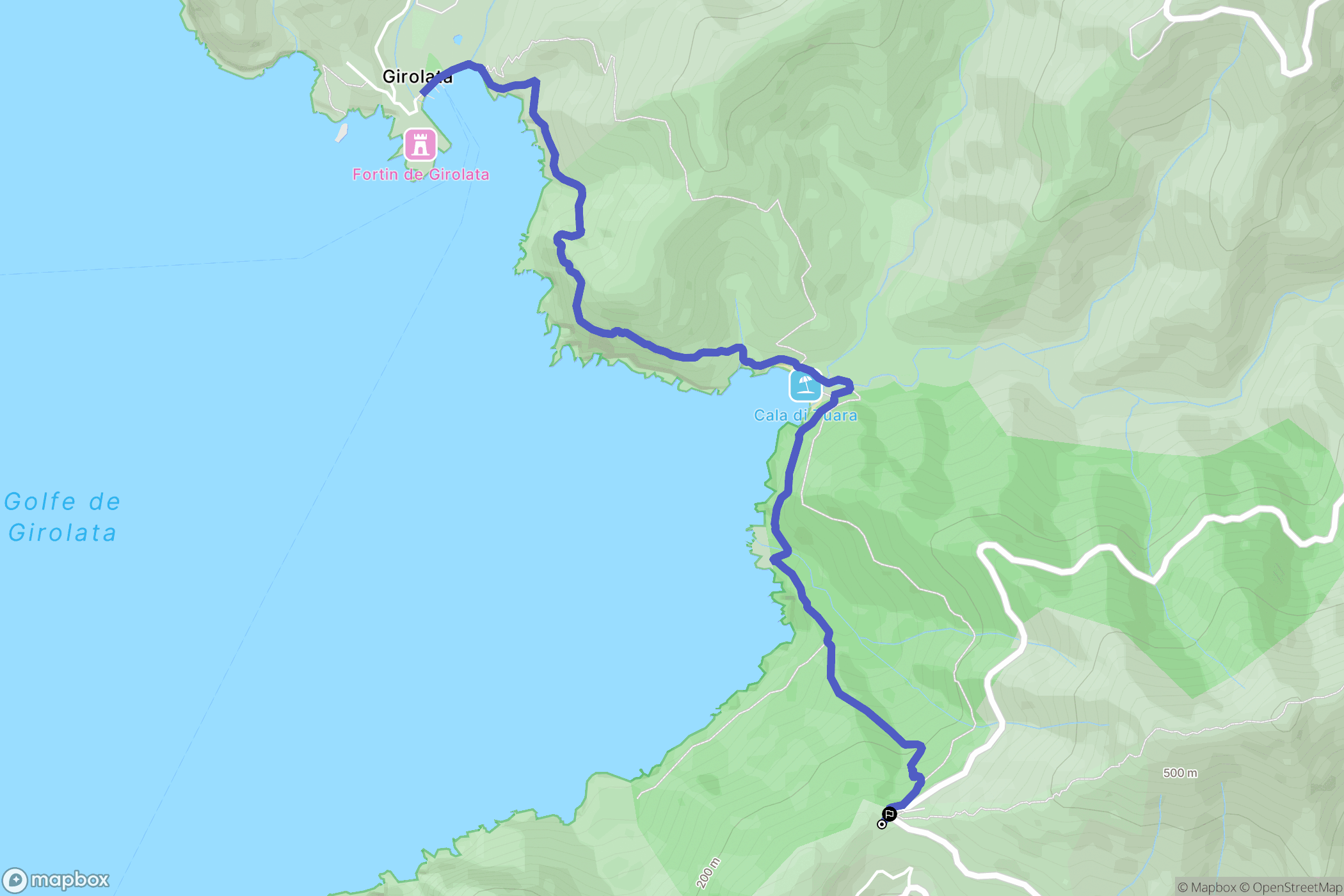 Osani : carte du parcours de randonnée - France