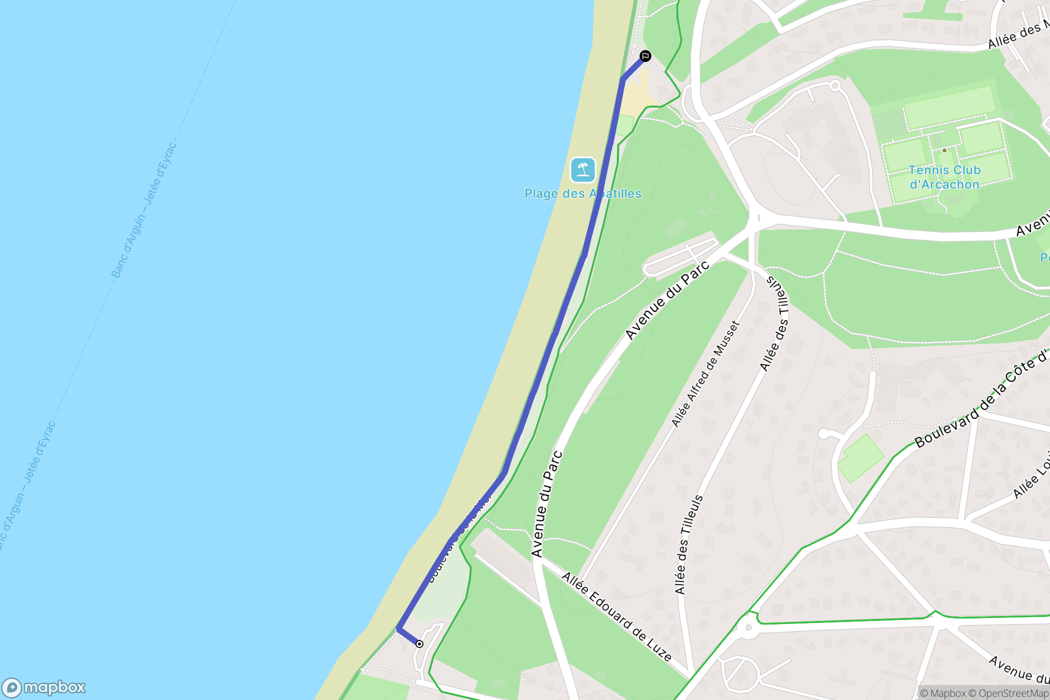 Arcachon : carte du parcours de randonnée - France