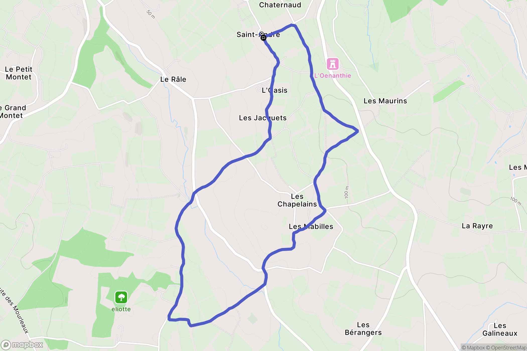 Saint-André-et-Appelles : carte du parcours de randonnée - France