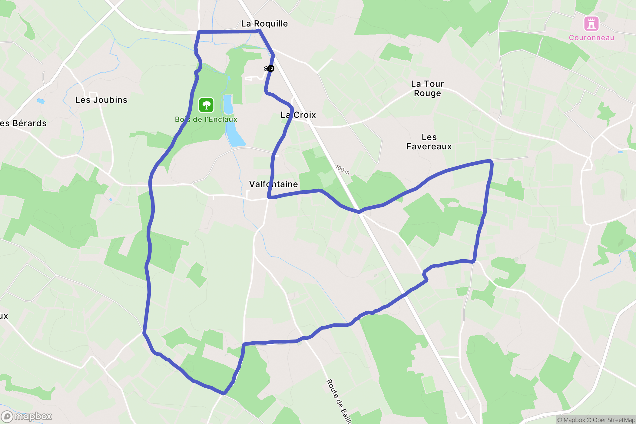 La Roquille : carte du parcours de randonnée - France