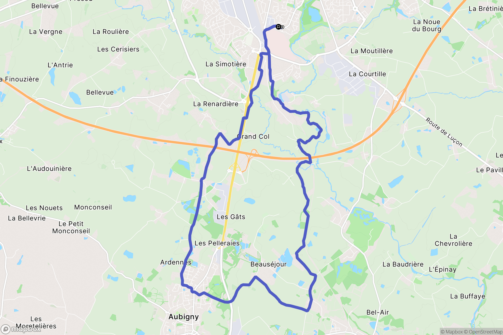 La Roche-sur-Yon : carte du parcours de randonnée - France