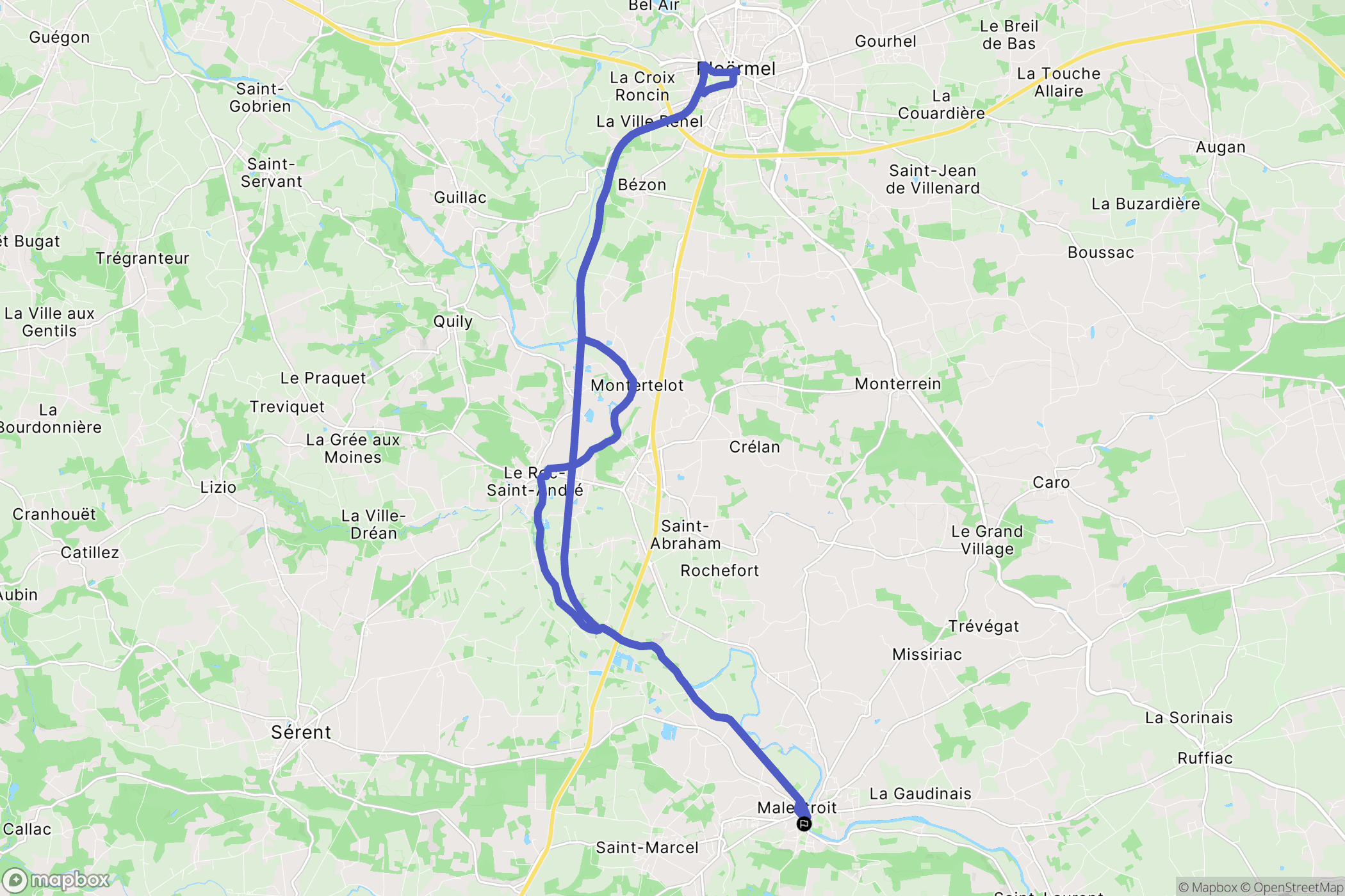 Malestroit : carte du parcours de randonnée - France