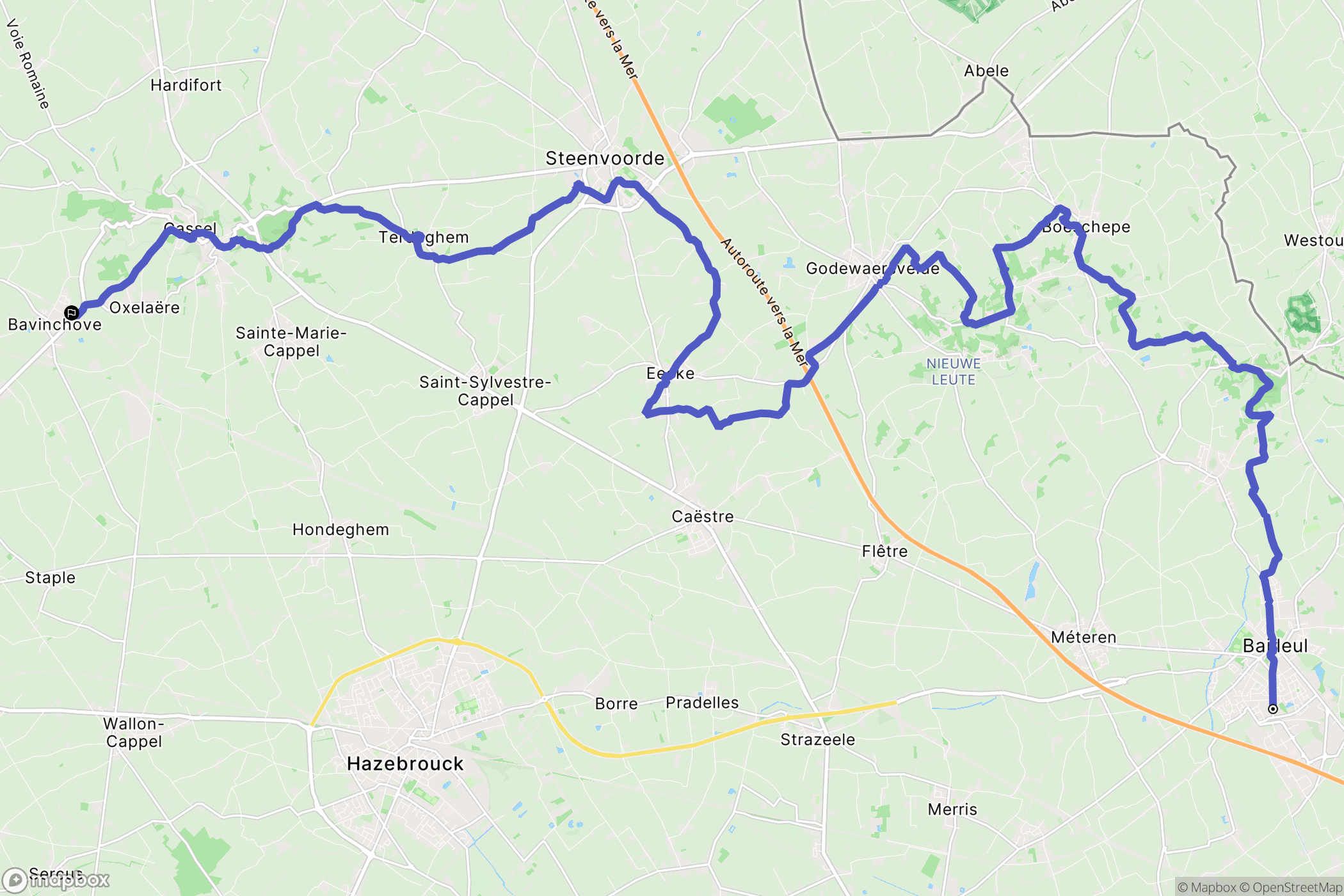 Bailleul : carte du parcours de randonnée - France