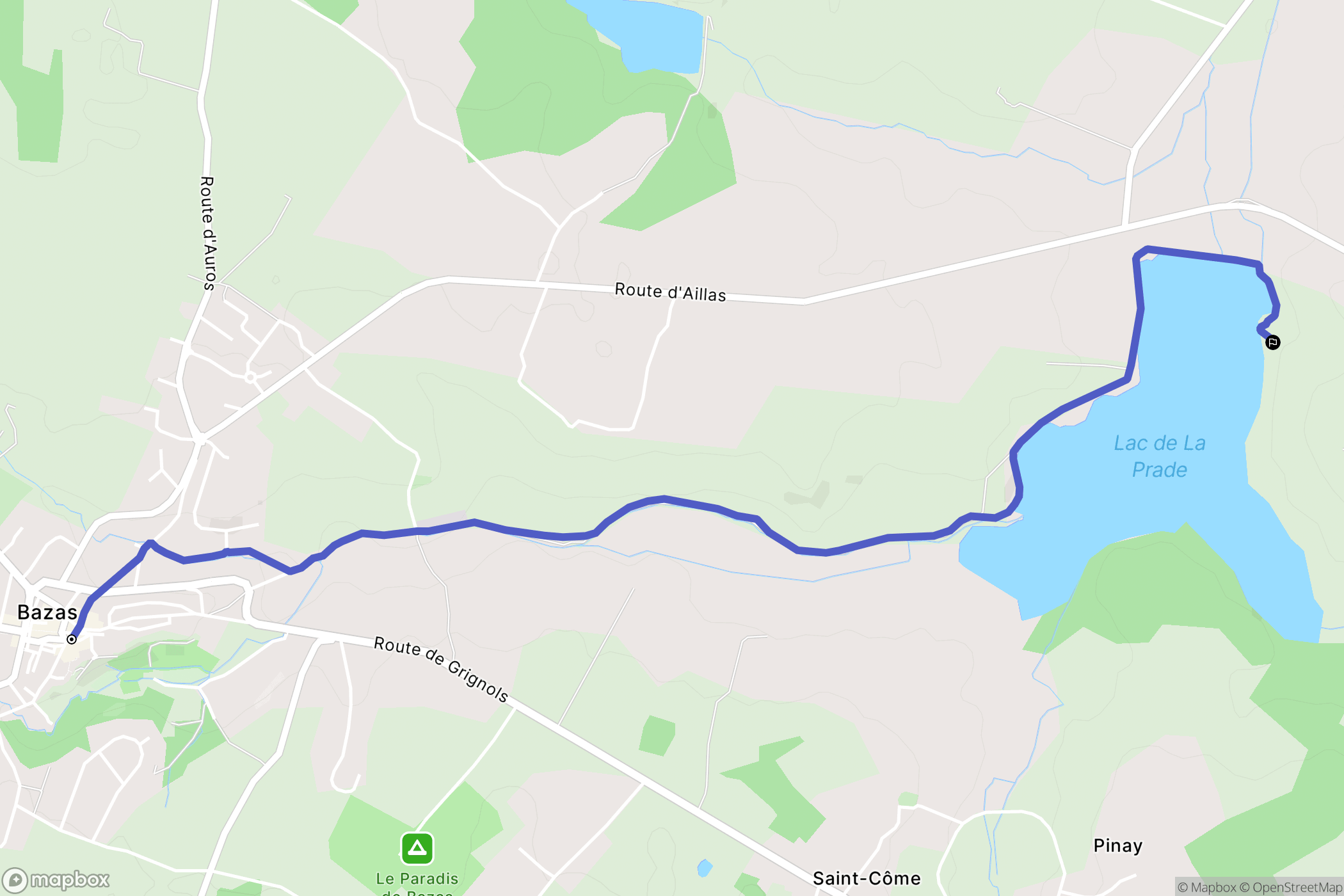 Bazas : carte du parcours de randonnée - France
