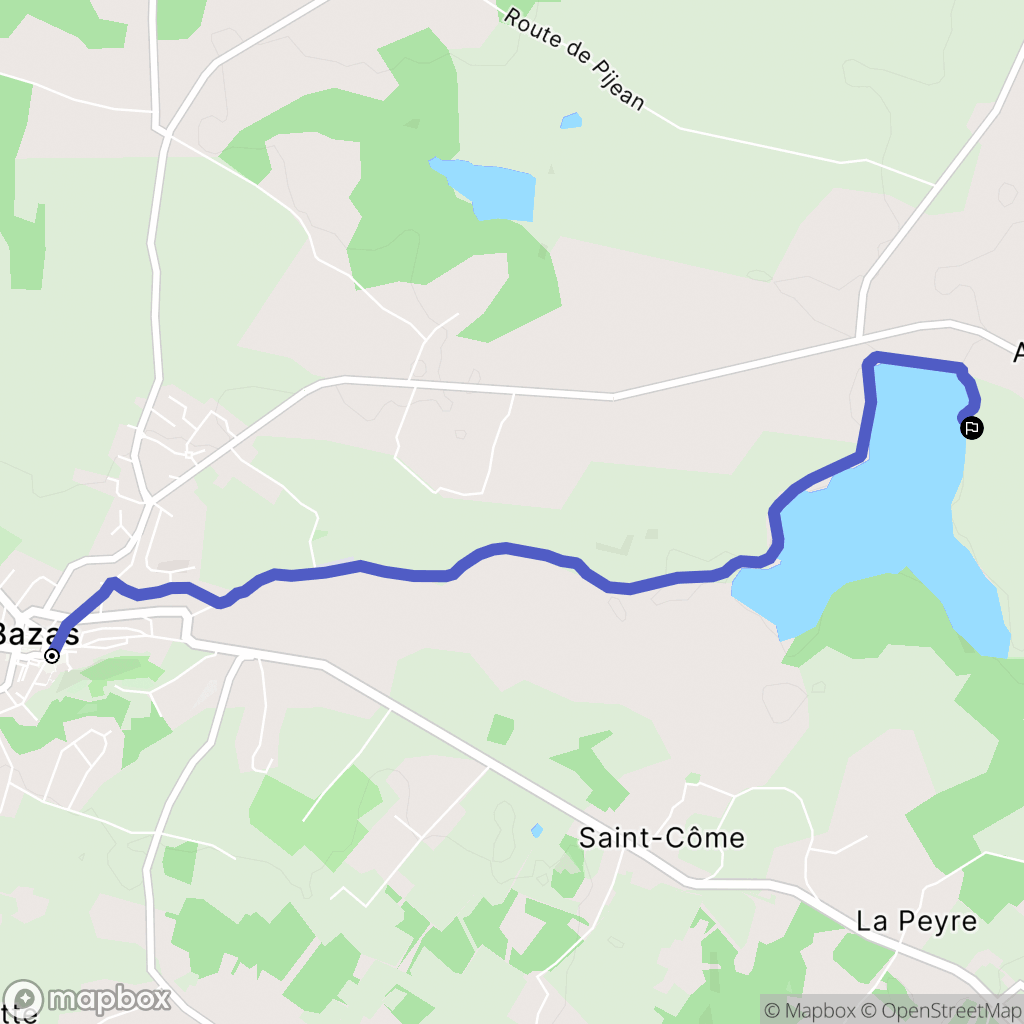 Bazas : carte du parcours de randonnée - France