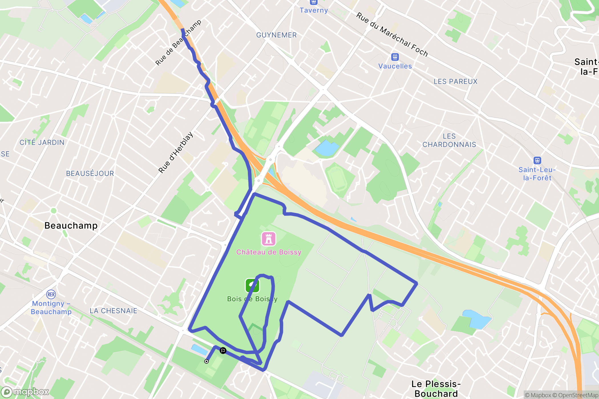 Bassin de Boissy : carte du parcours de randonnée - France
