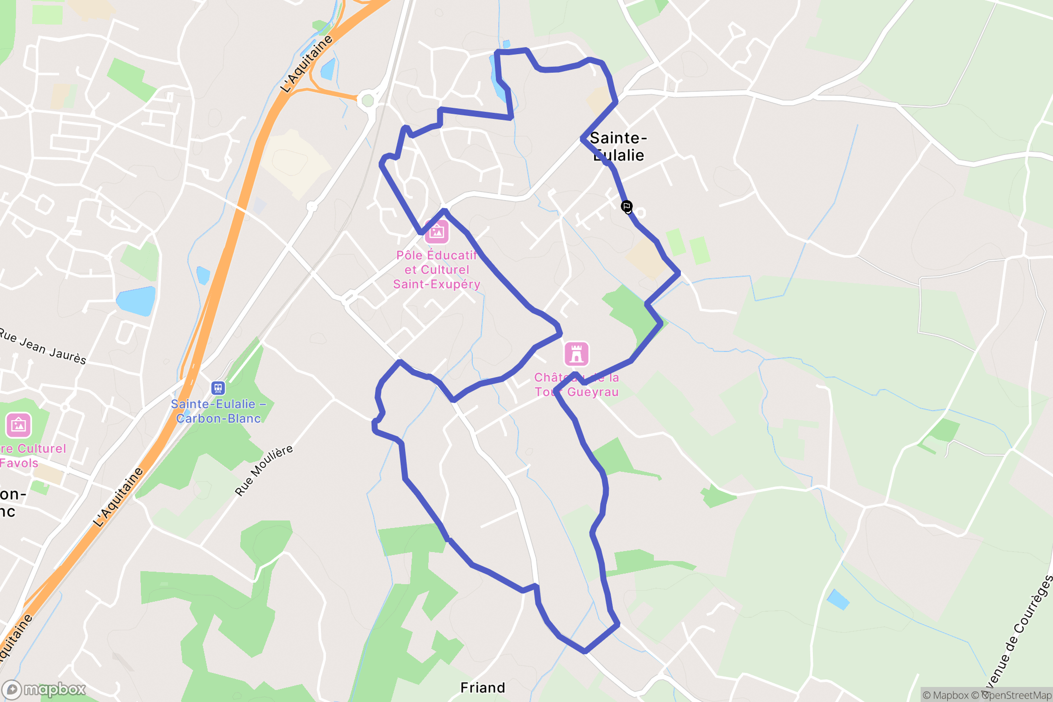 Sainte-Eulalie : carte du parcours de randonnée - France