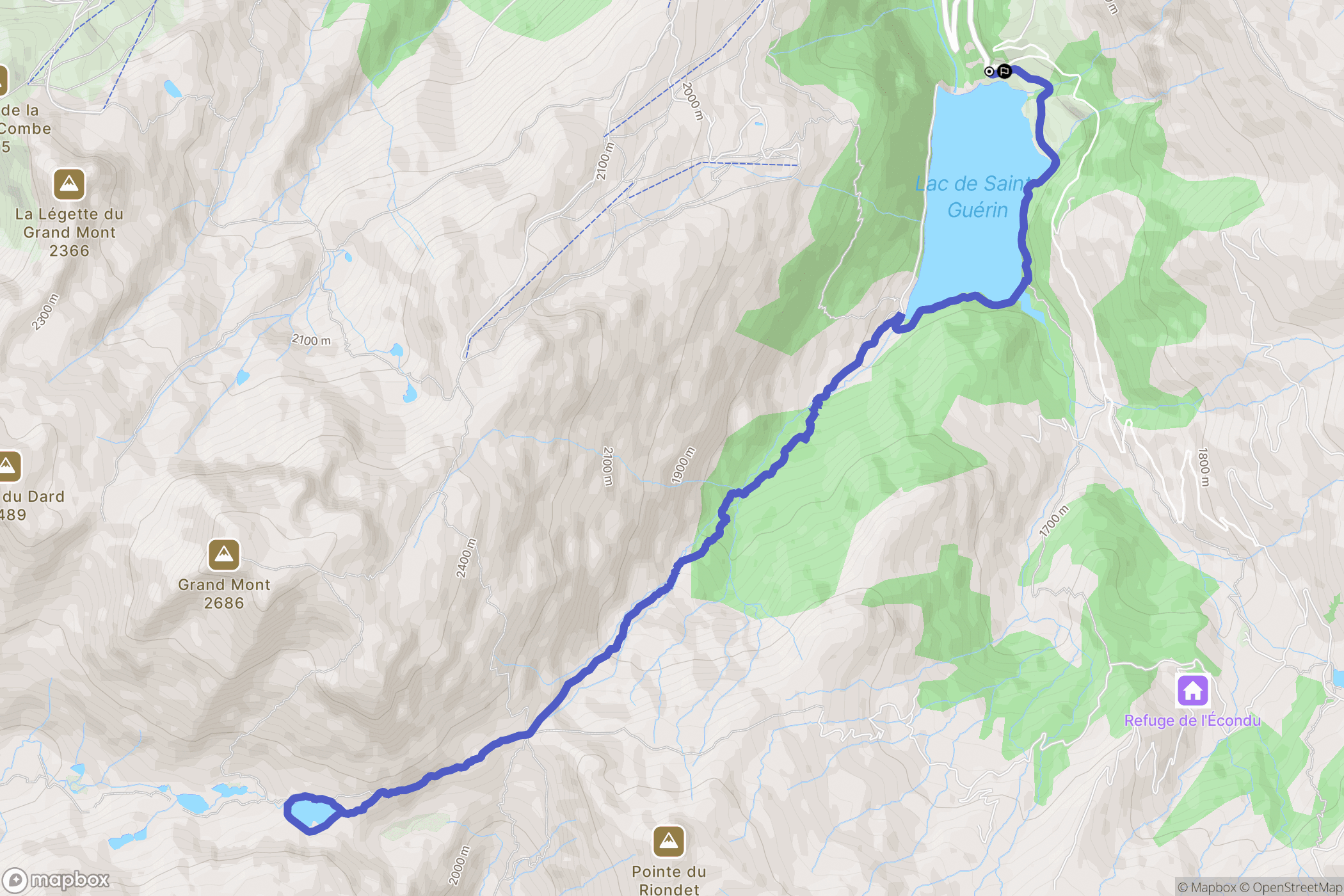 Arêches-Beaufort : carte du parcours de randonnée - France