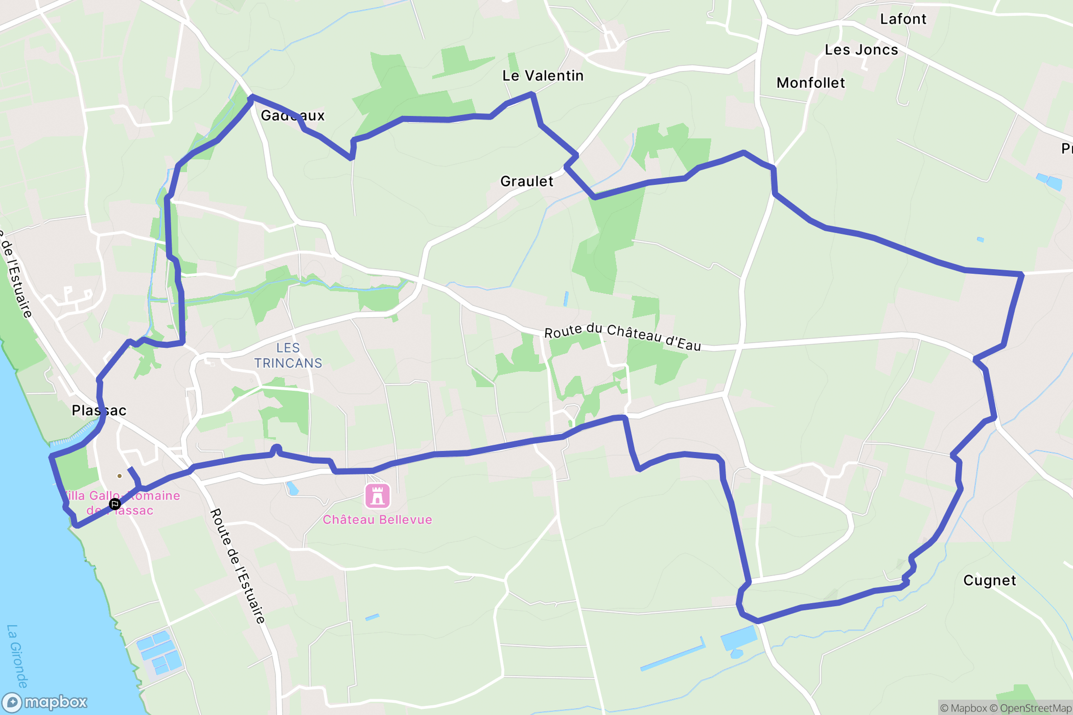 Plassac : carte du parcours de randonnée - France