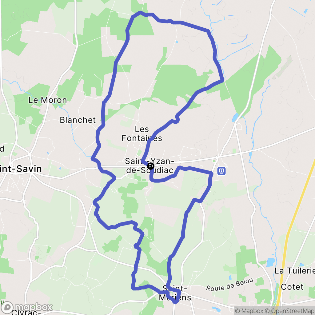 Saint-Yzan-de-Soudiac : carte du parcours de randonnée - France