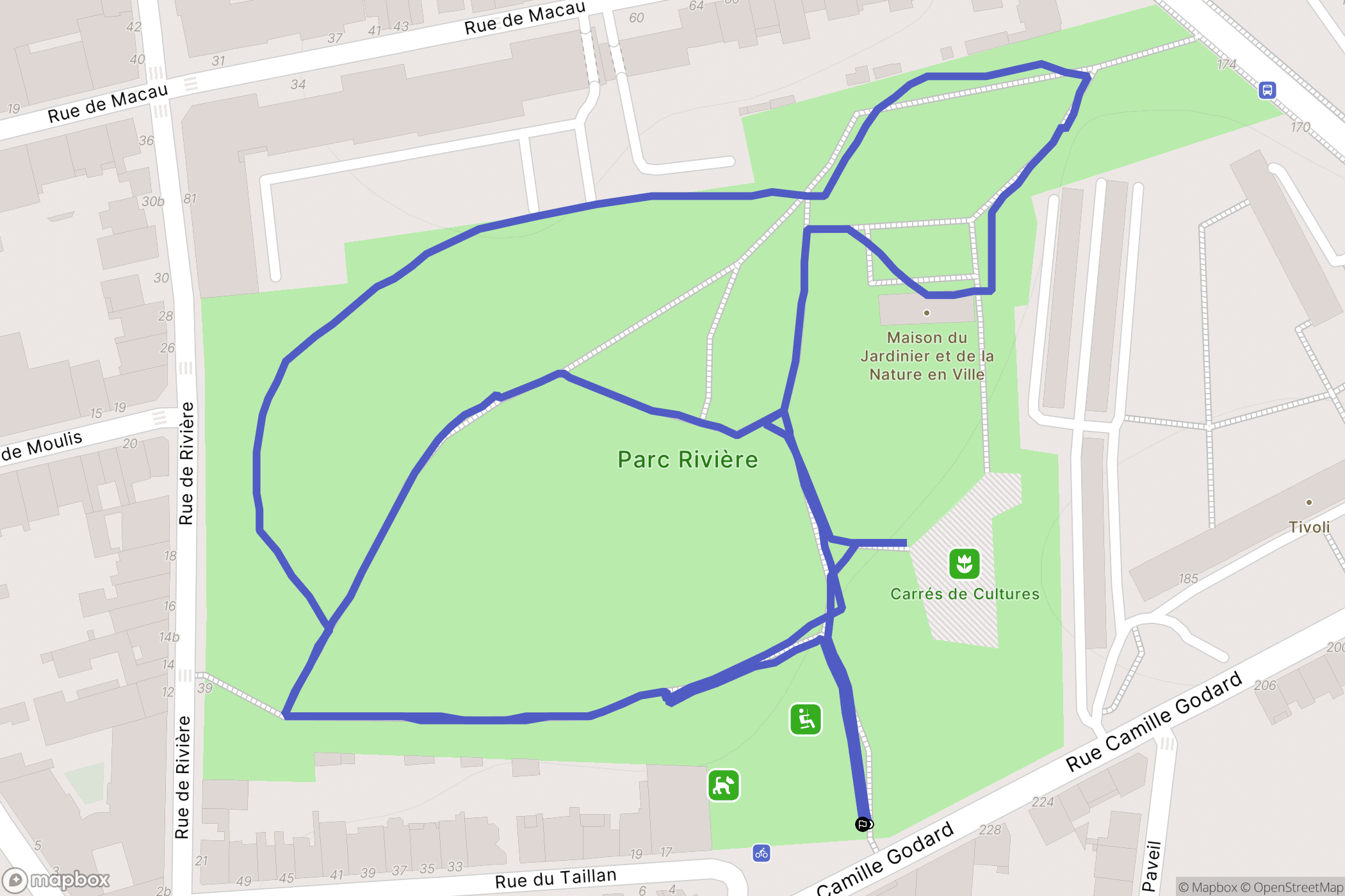 Bordeaux : carte du parcours de randonnée - France