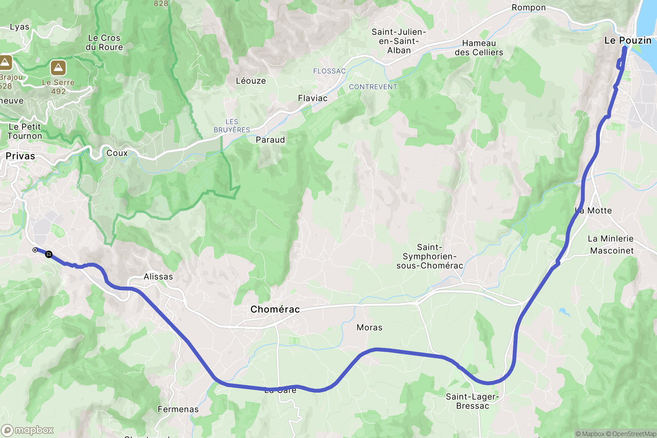 Privas : carte du parcours de randonnée - France