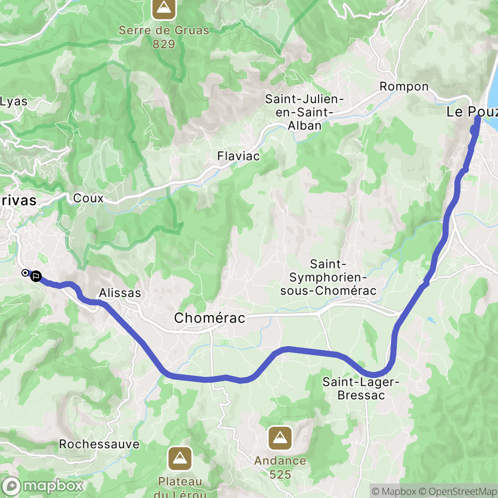 Privas : carte du parcours de randonnée - France