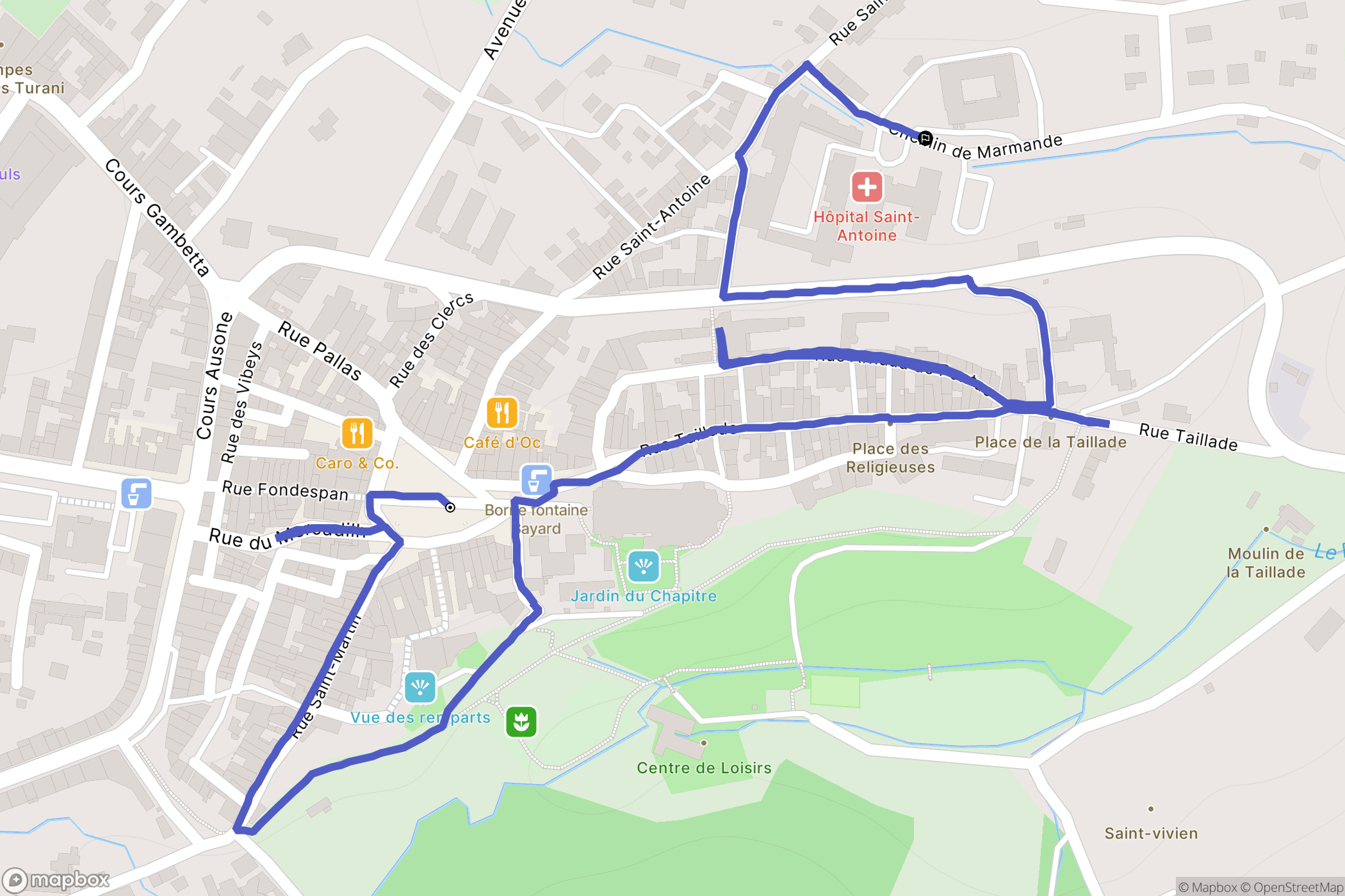 Bazas : carte du parcours de randonnée - France