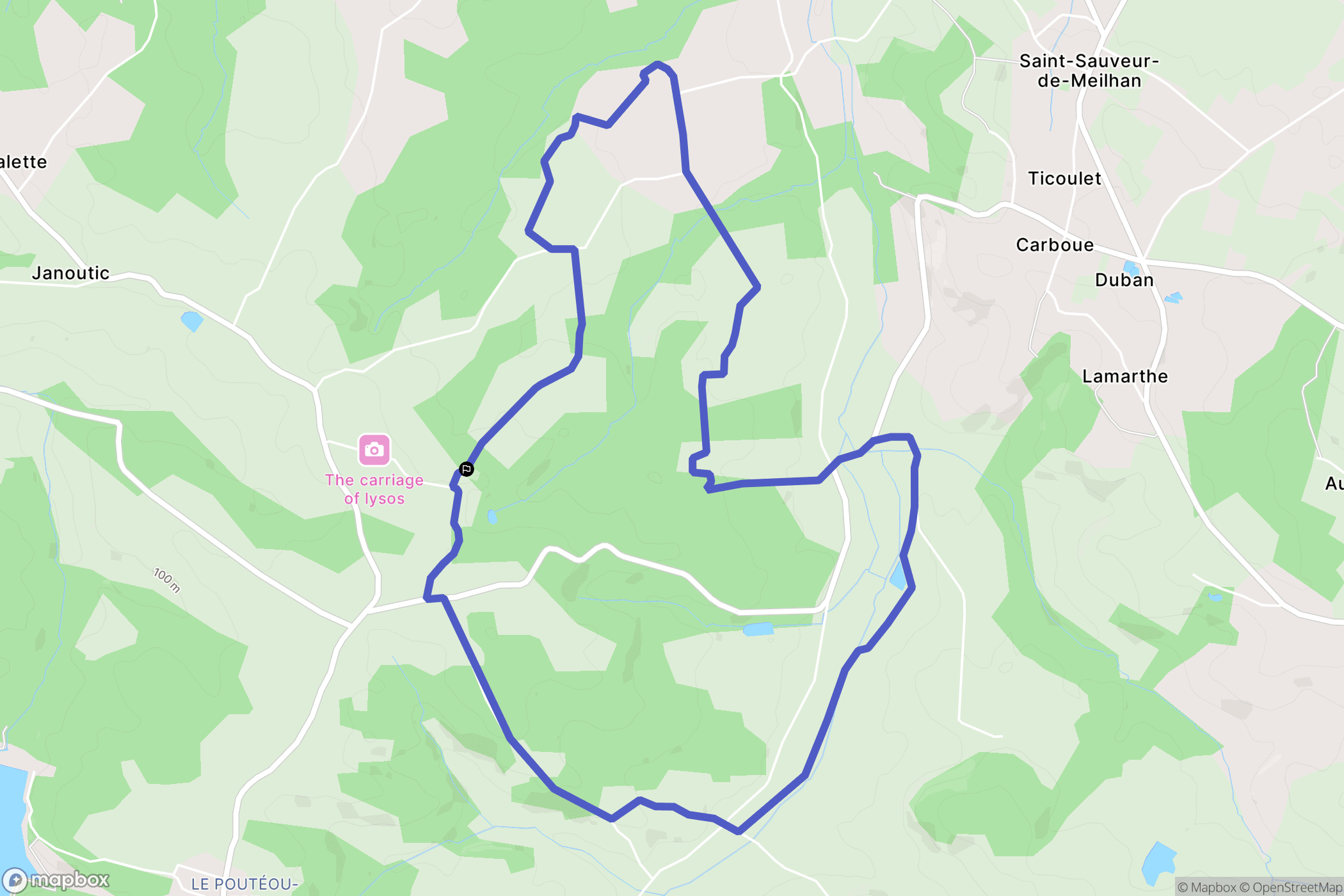 Sigalens : carte du parcours de randonnée - France