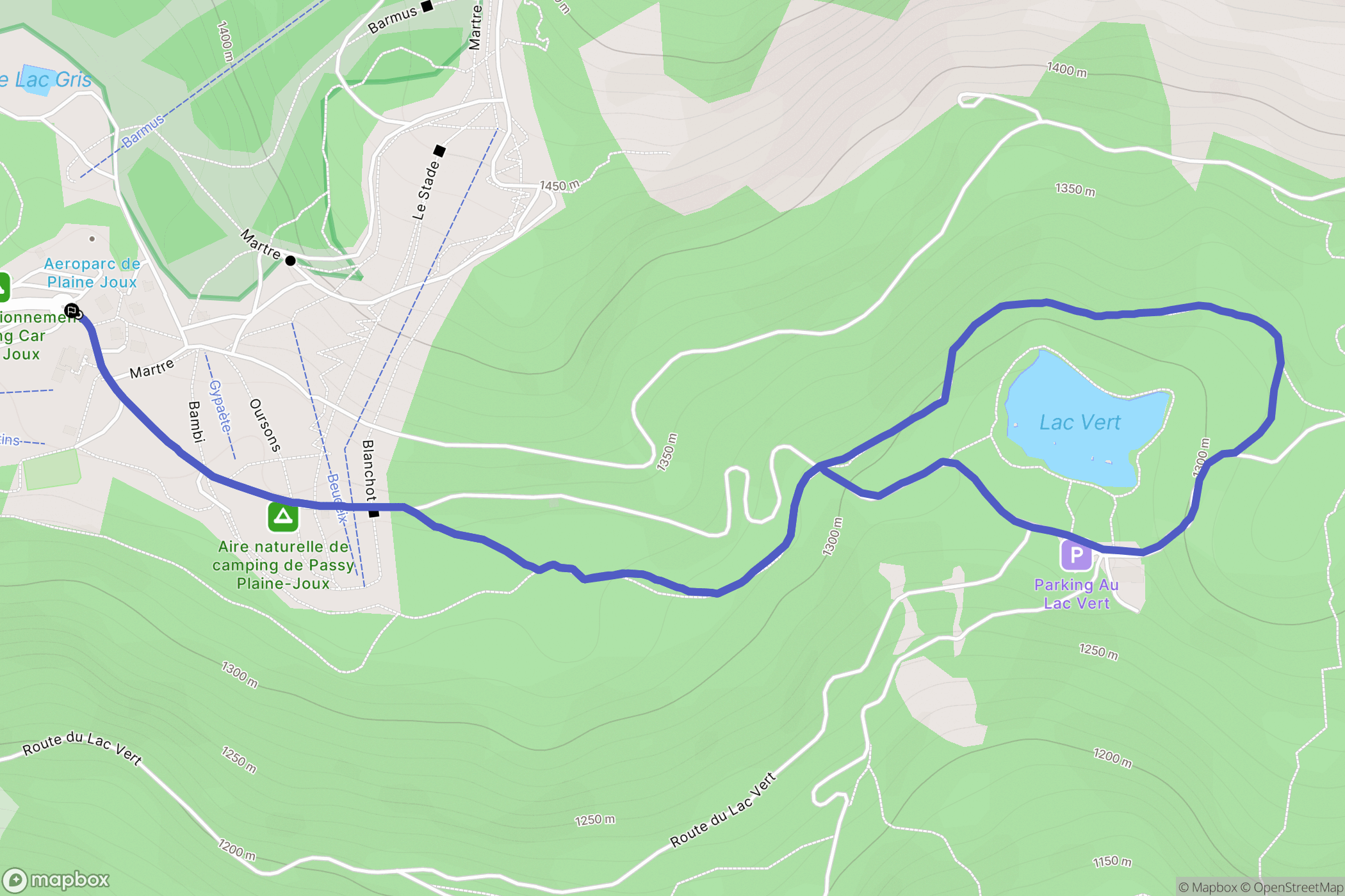 Plaine Joux : carte du parcours de randonnée - France