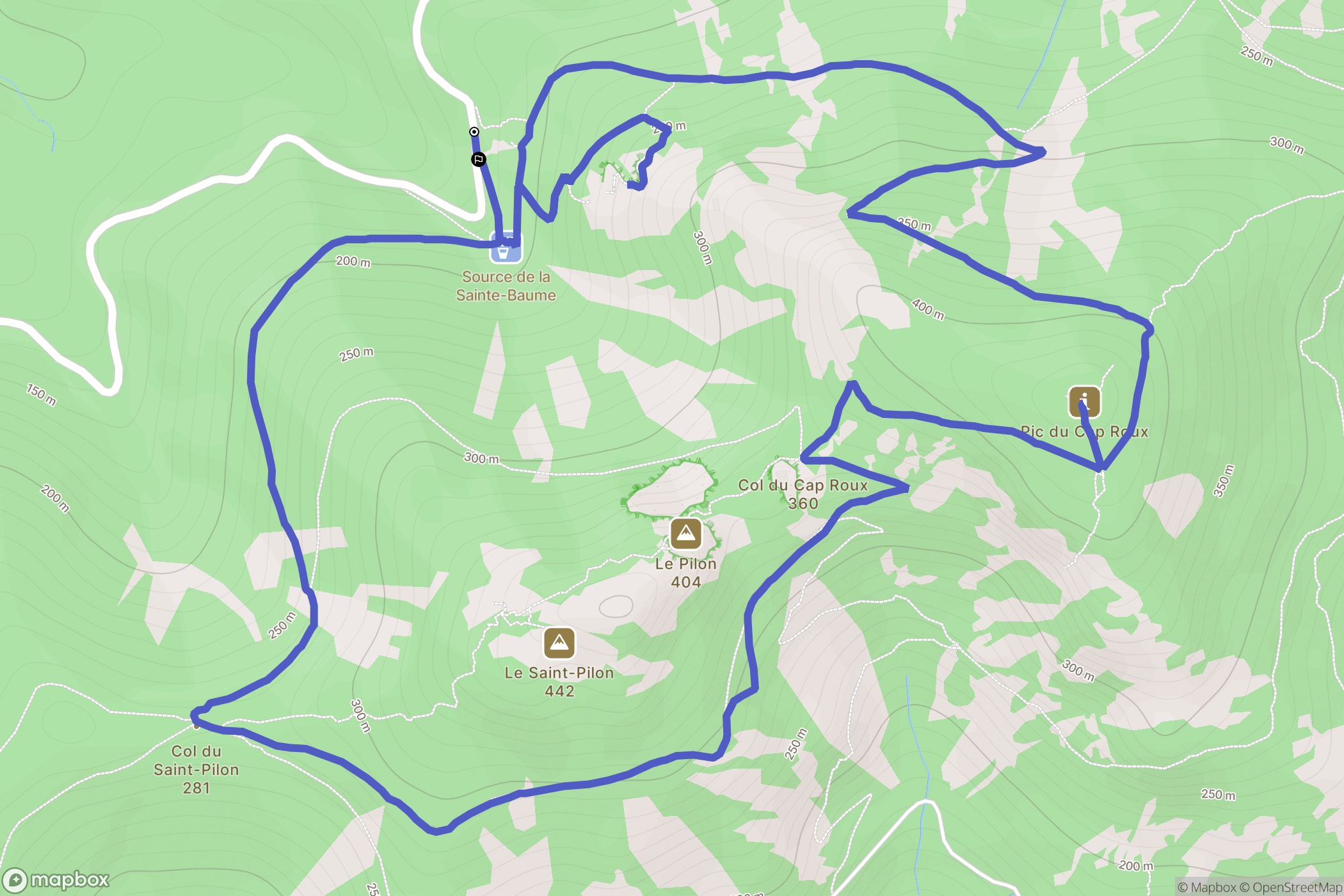 Riboux : carte du parcours de randonnée - France