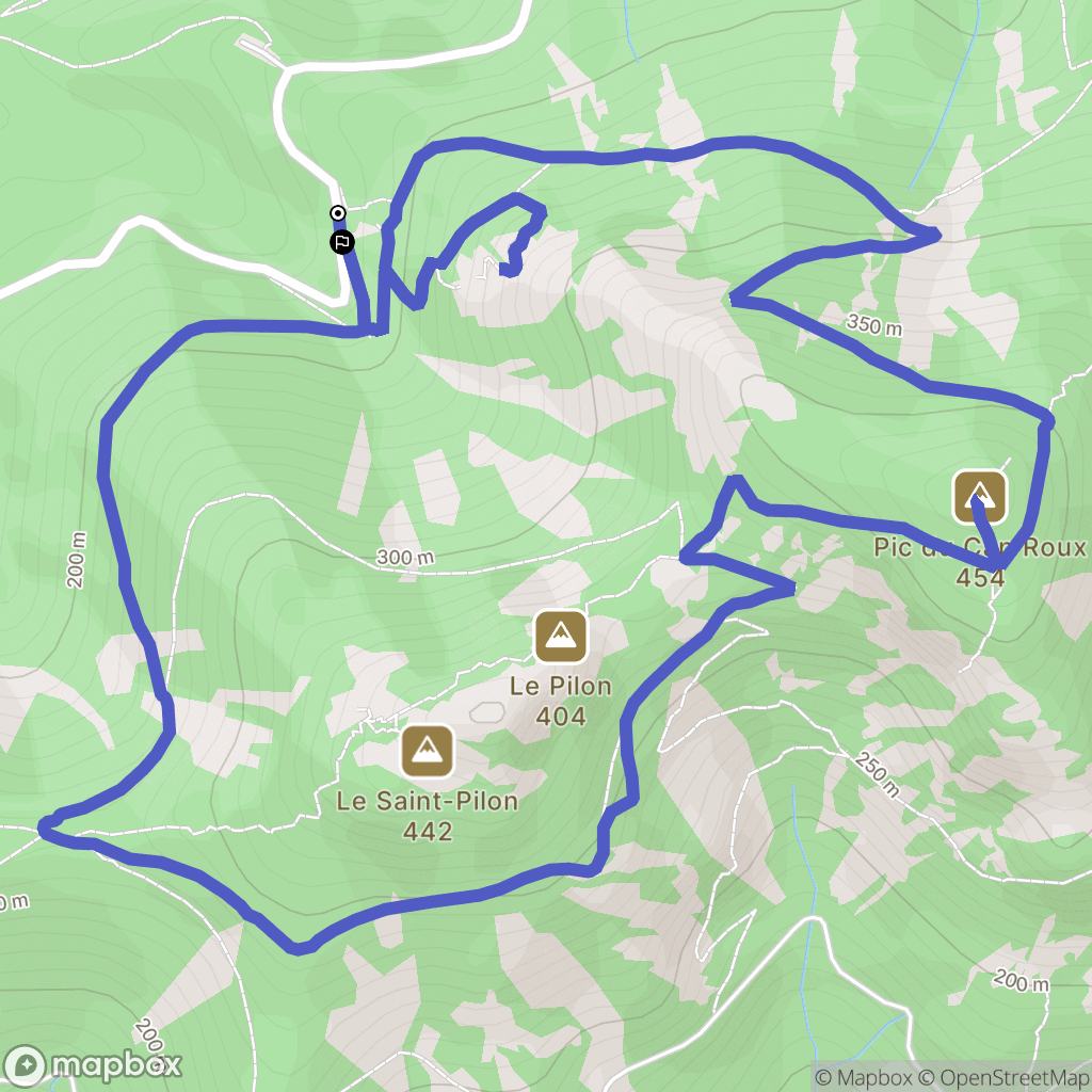 Riboux : carte du parcours de randonnée - France