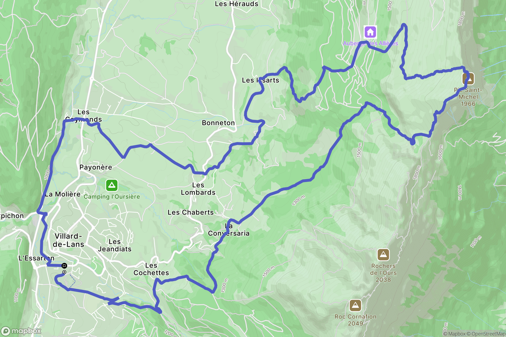 Villard-de-Lans : carte du parcours de randonnée - France