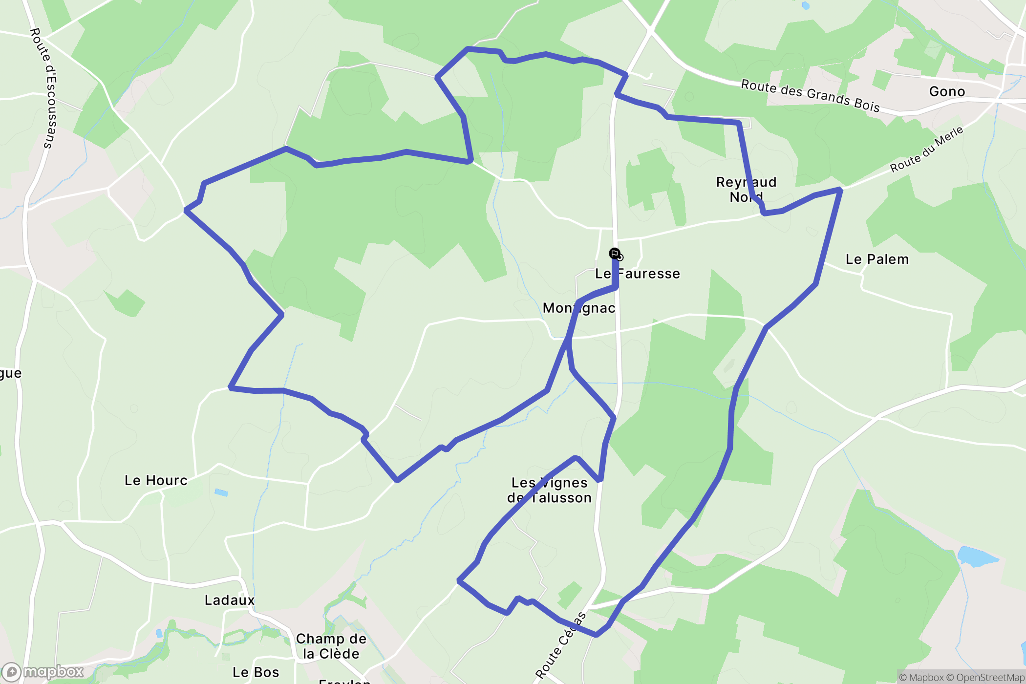 Montignac : carte du parcours de randonnée - France