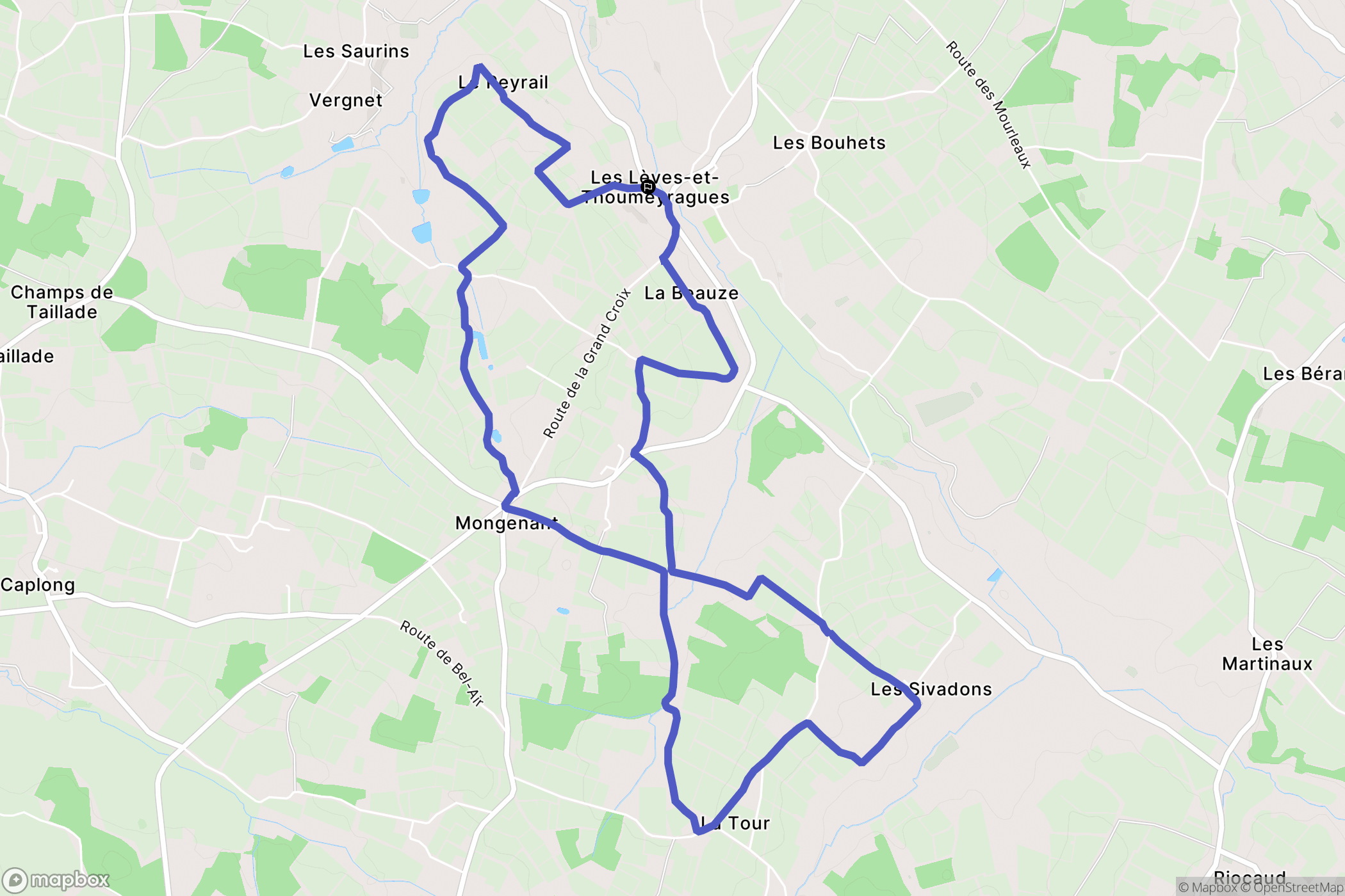 Les Lèves-et-Thoumeyragues : carte du parcours de randonnée - France