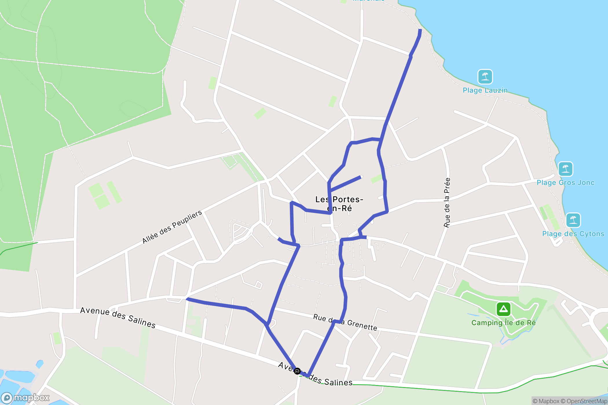 Les portes en Ré : carte du parcours de randonnée - France