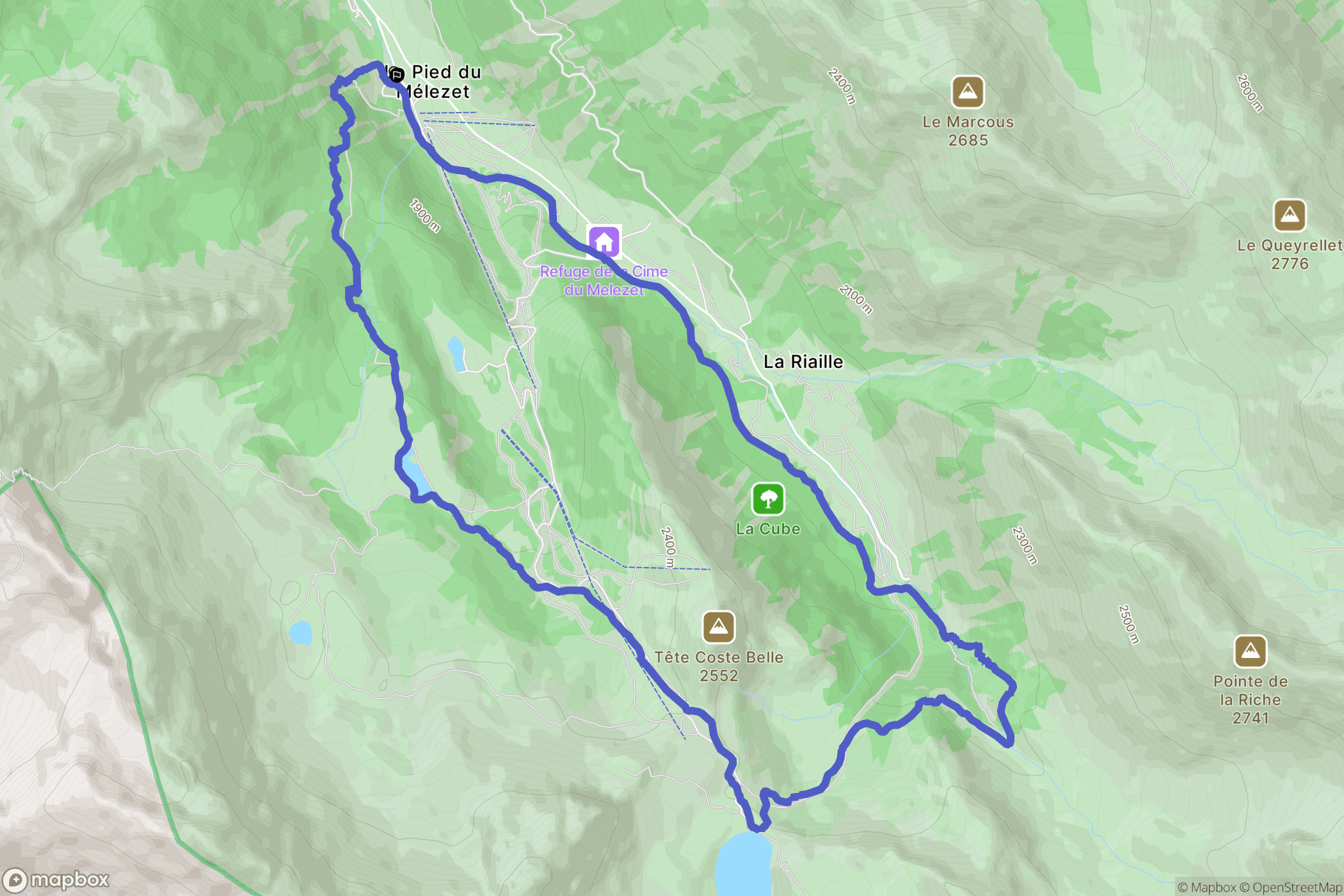 Ceillac : carte du parcours de randonnée - France