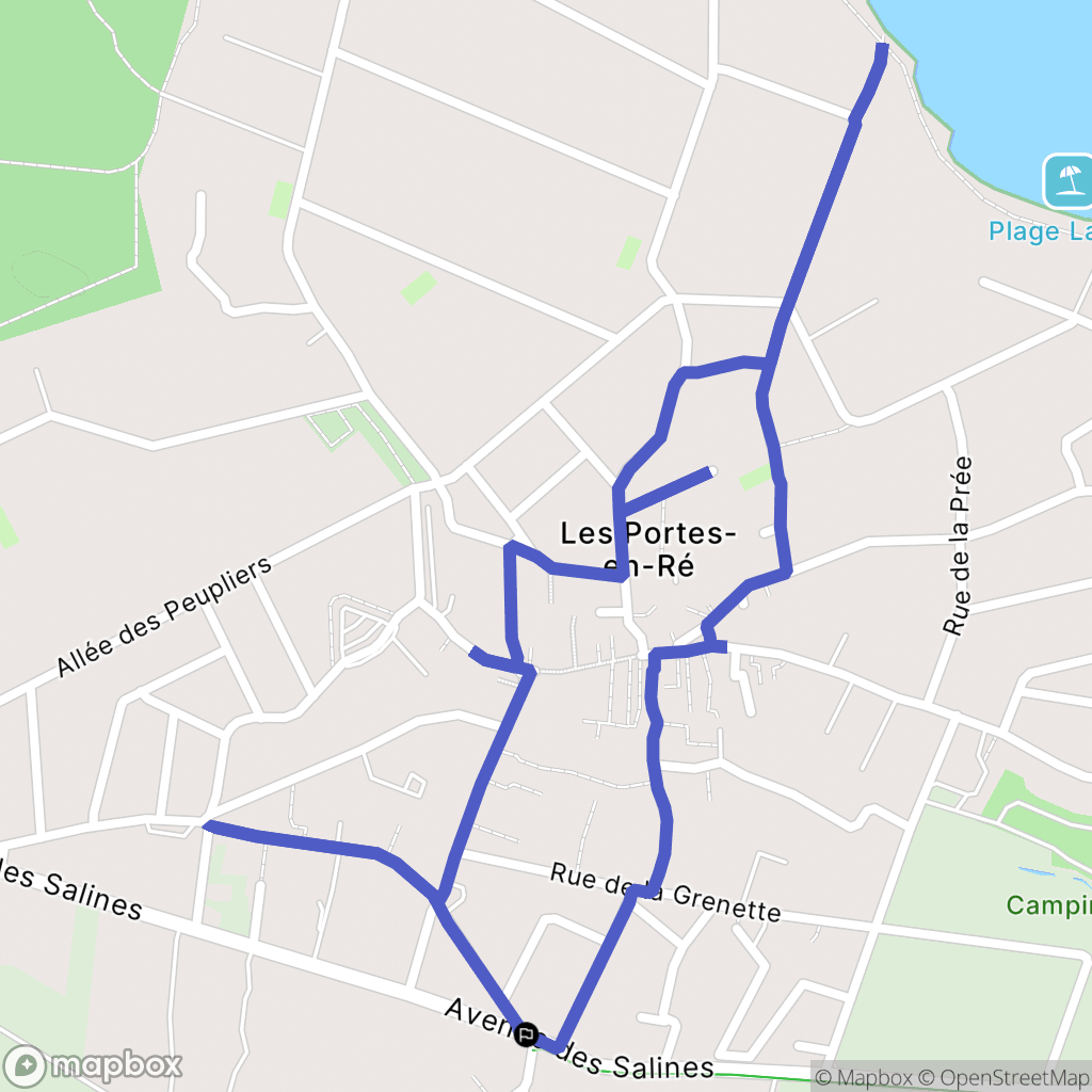 Les portes en Ré : carte du parcours de randonnée - France
