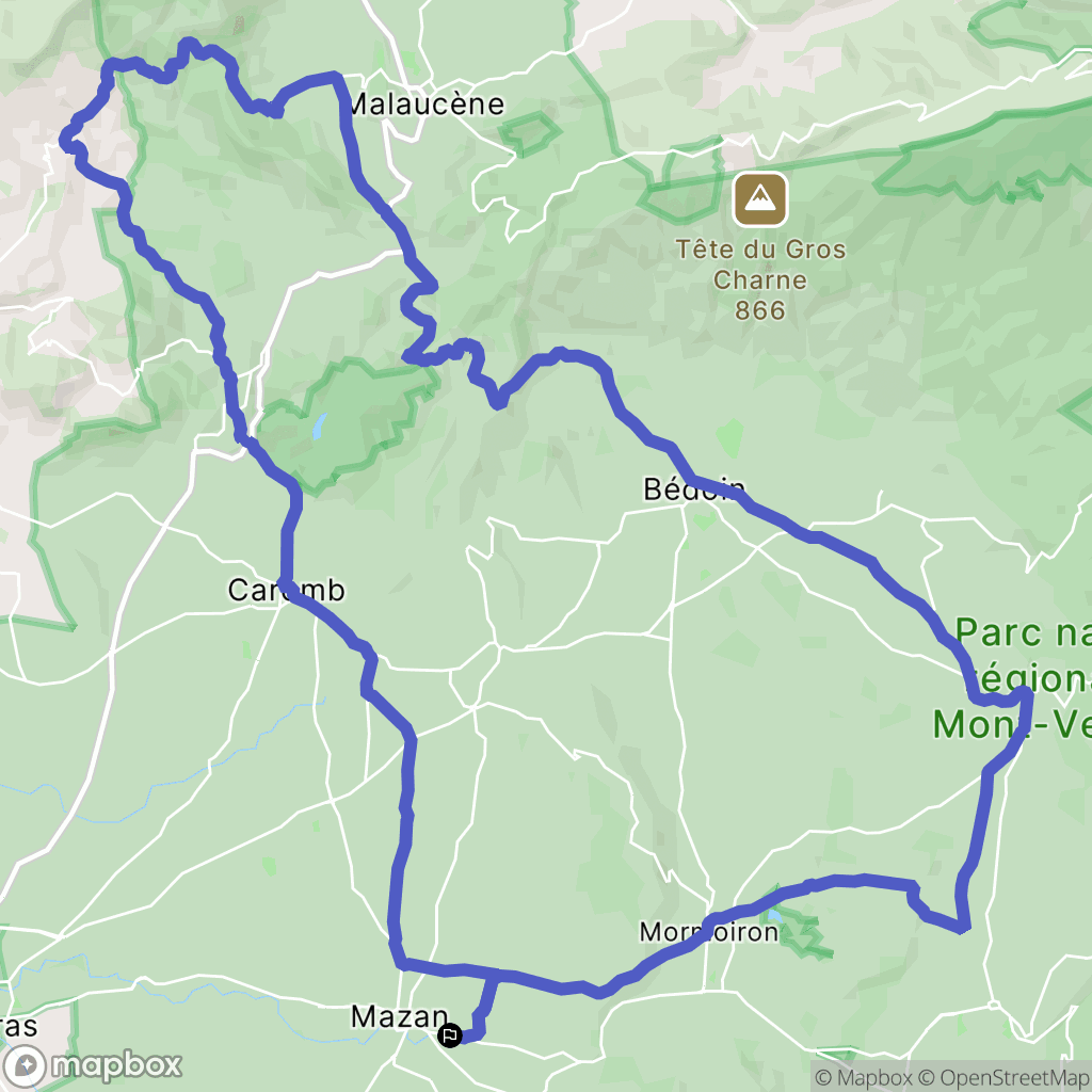 Mazan : carte du parcours de randonnée - France