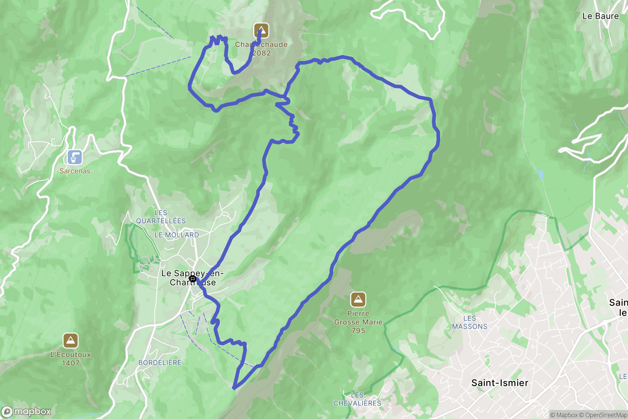 Le Sappey-en-Chartreuse : carte du parcours de randonnée - France