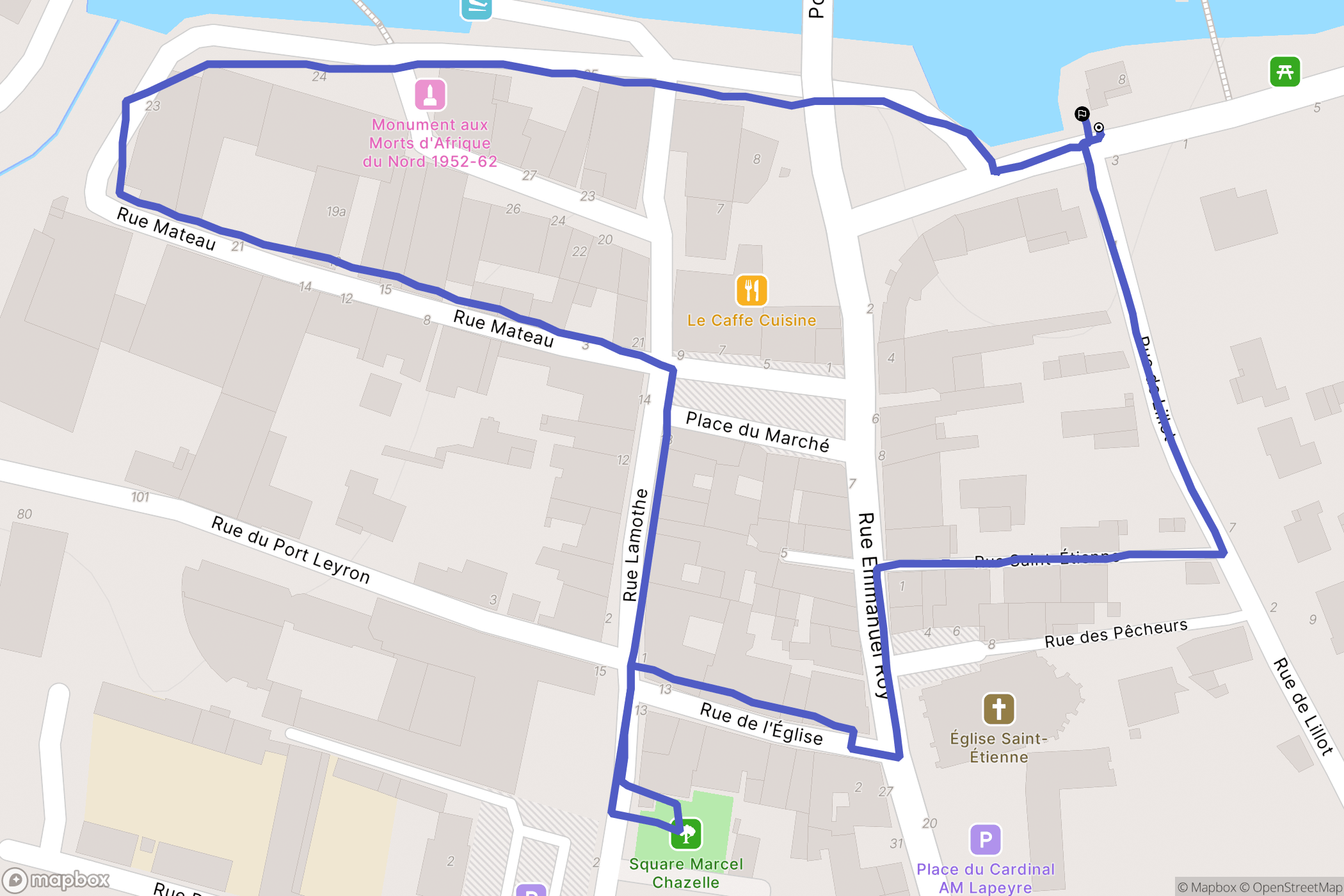 Branne : carte du parcours de randonnée - France