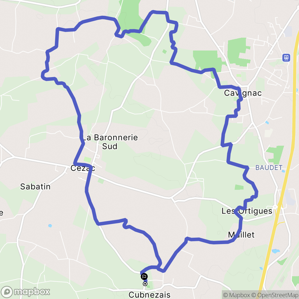Cubnezais : carte du parcours de randonnée - France